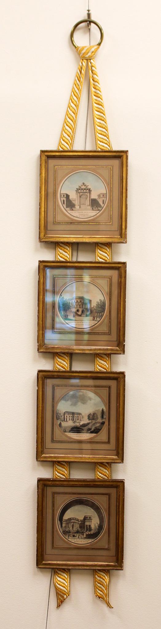 Group of (4) Antique Decorative Watercolor Prints with French City Scenes (1 of 8)