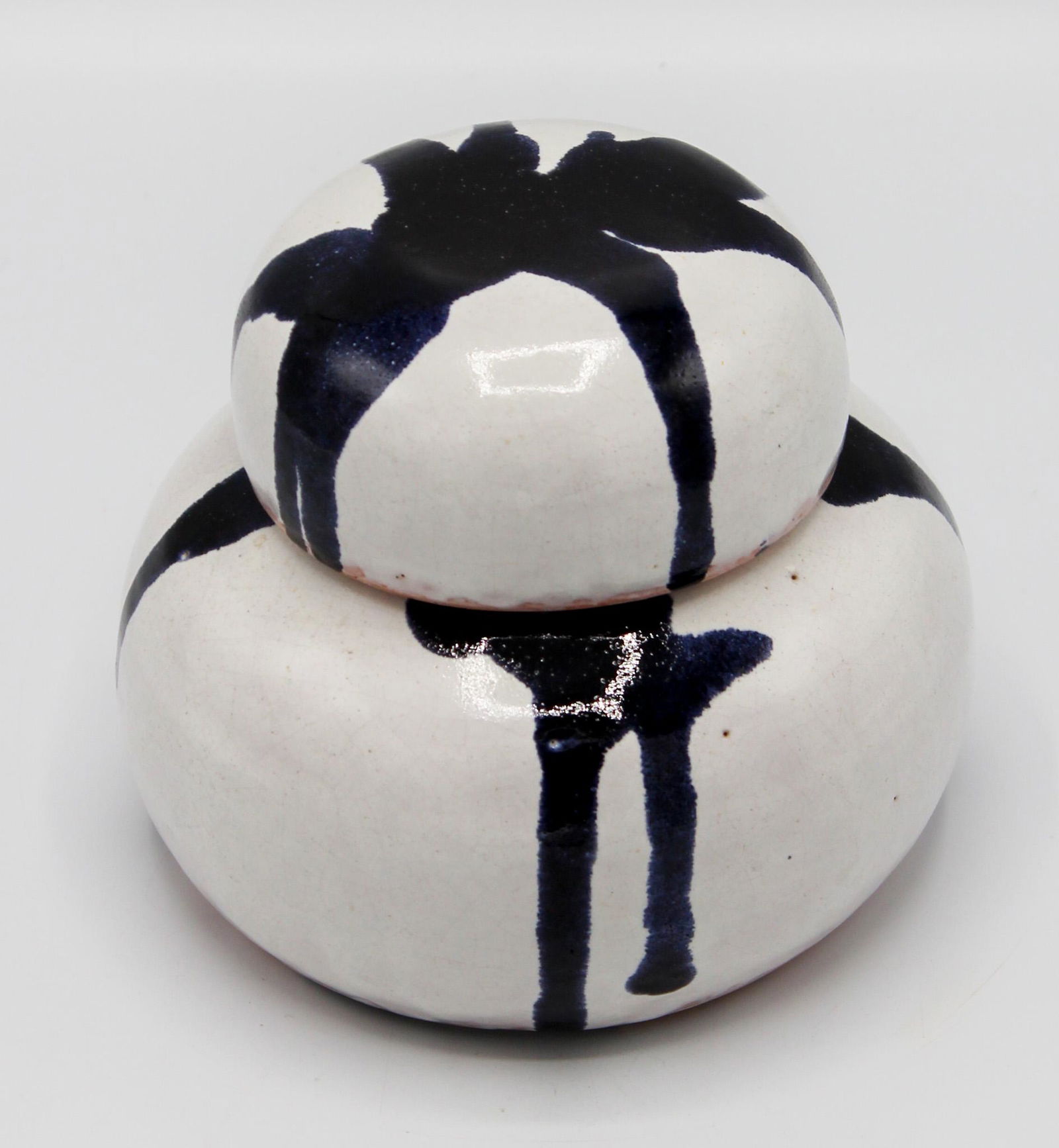 Studio Made Black and White Ceramic Jar with Lid (1 of 7)