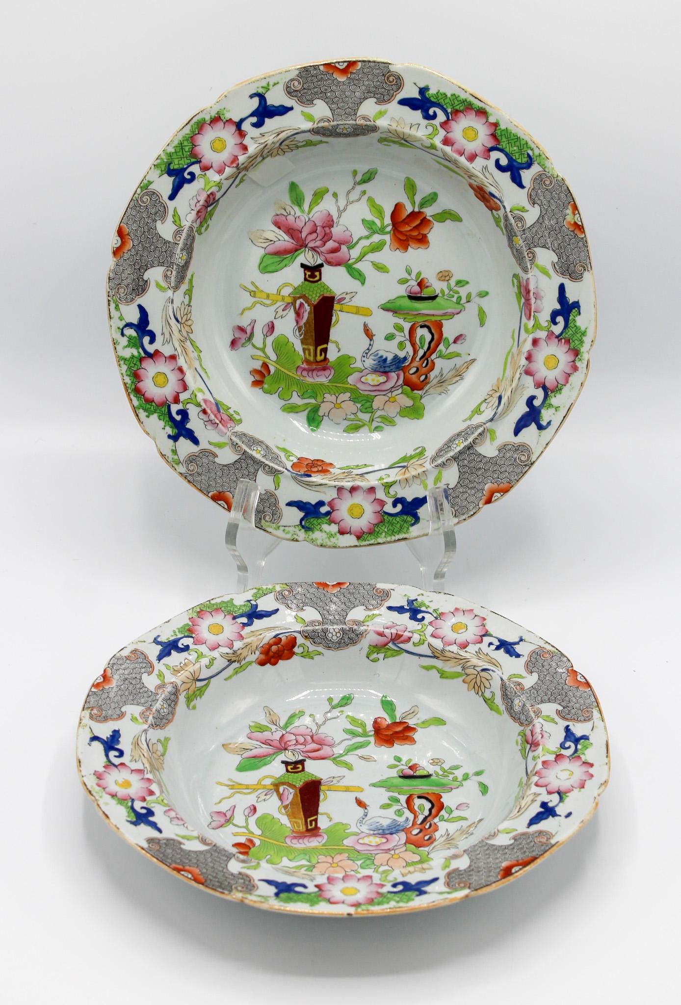 Pair of Ironstone Rimmed Soup Bowls (1 of 5)
