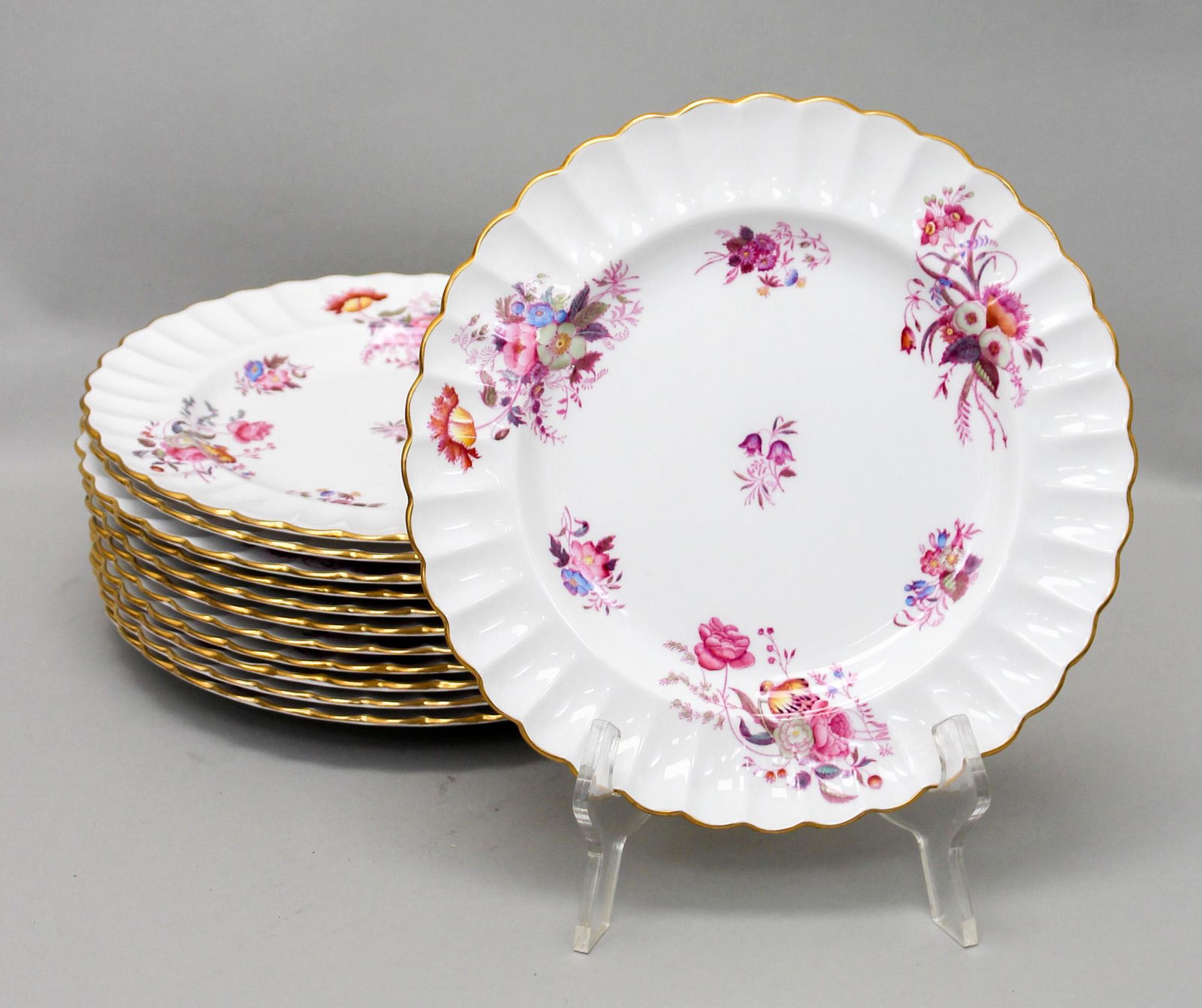 Set of (12) Spode Copeland Meadowbrook Dinner Plates (1 of 4)