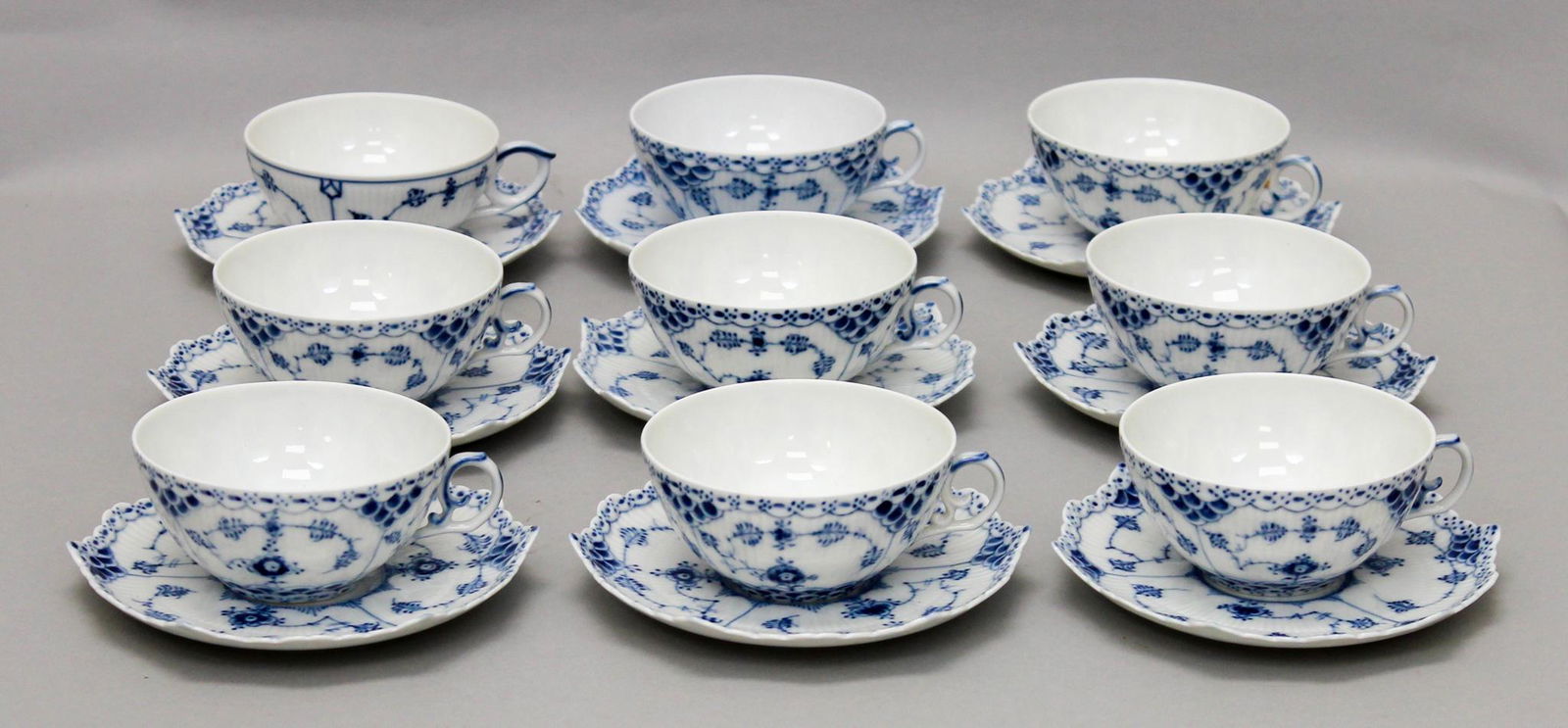 Set of (9) 2nd Quality Royal Copenhagen Tea Cups with Saucers (1 of 5)