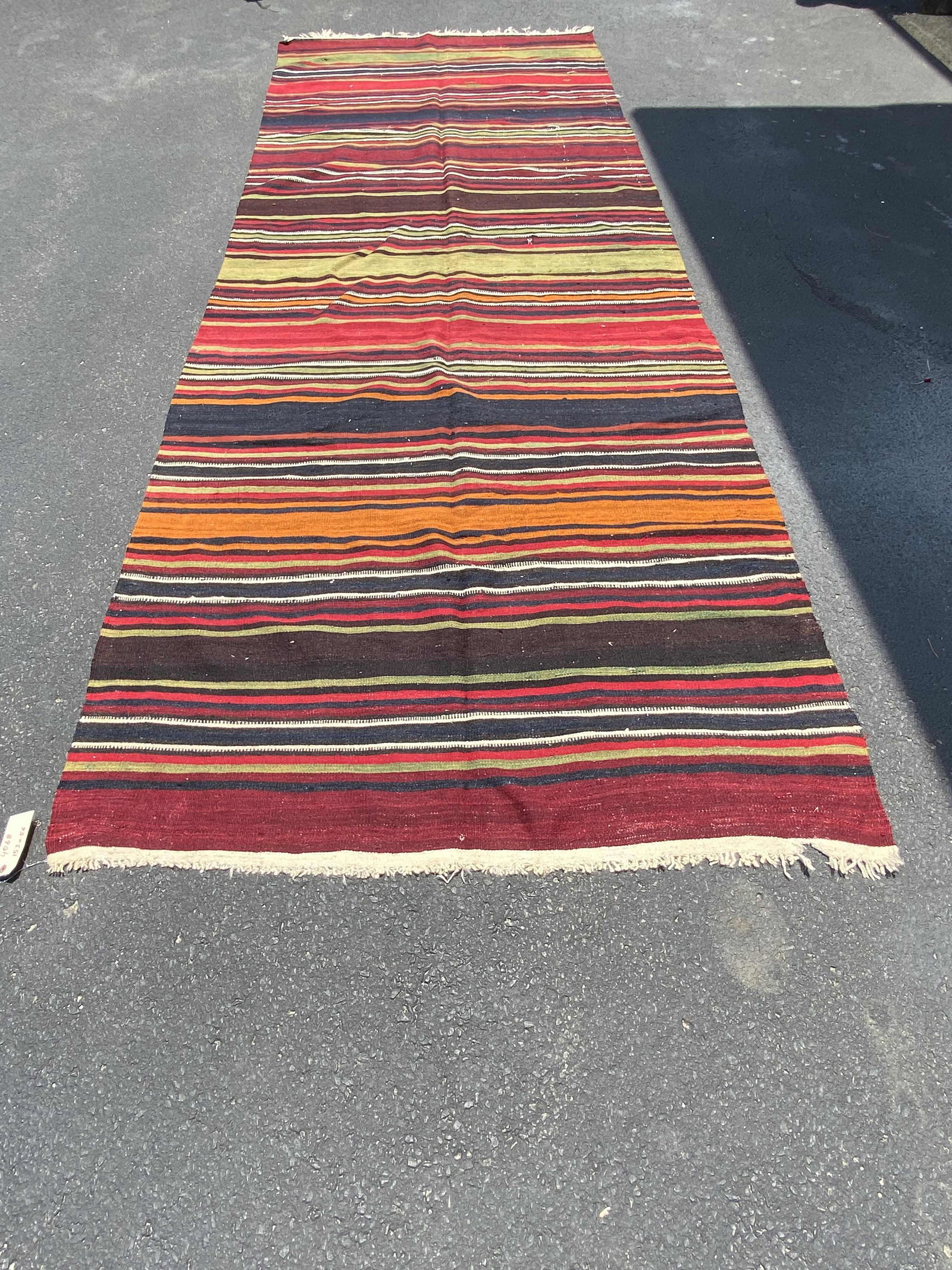 Vintage Handmade Turkish Kilim Runner: Vintage Handmade Turkish Kilim Runner, 56"w x 153"l