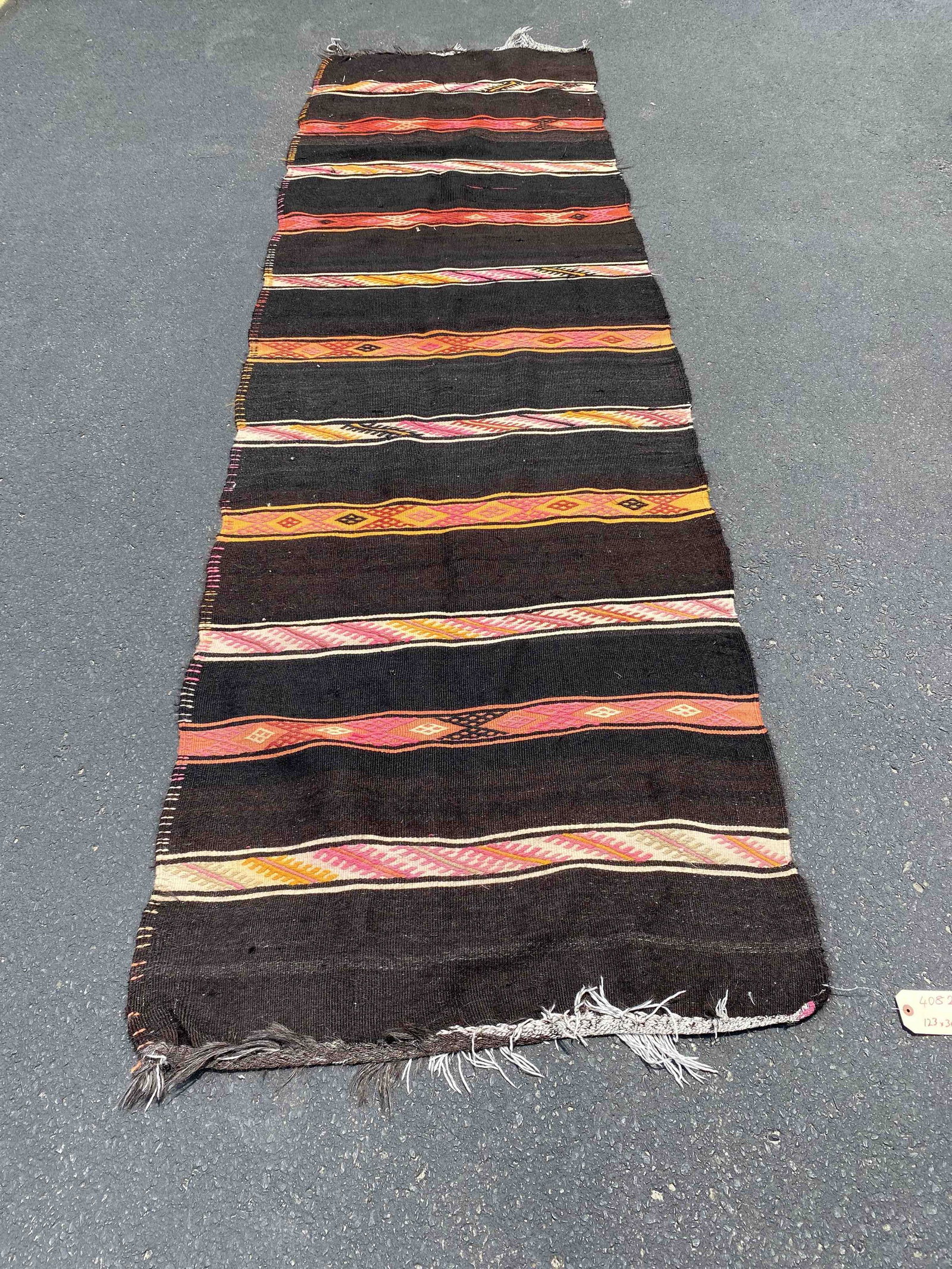Vintage Handmade Kilim Runner: Vintage Handmade Kilim Runner, 36"w x 123"l