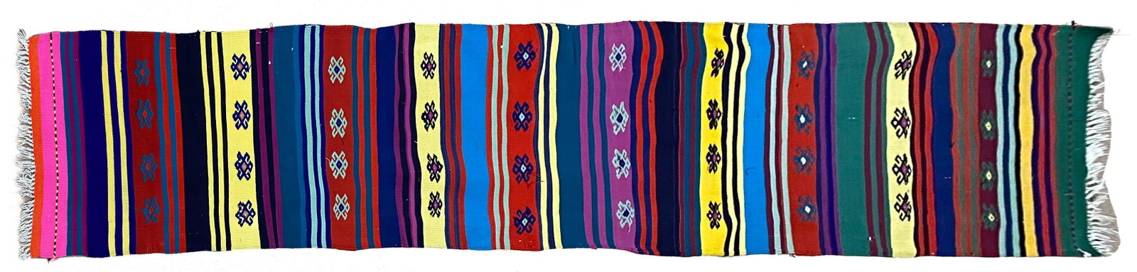 Vintage Handmade Turkish Kilim Runner: Vintage Handmade Turkish Kilim Runner, 22"w x 119"l