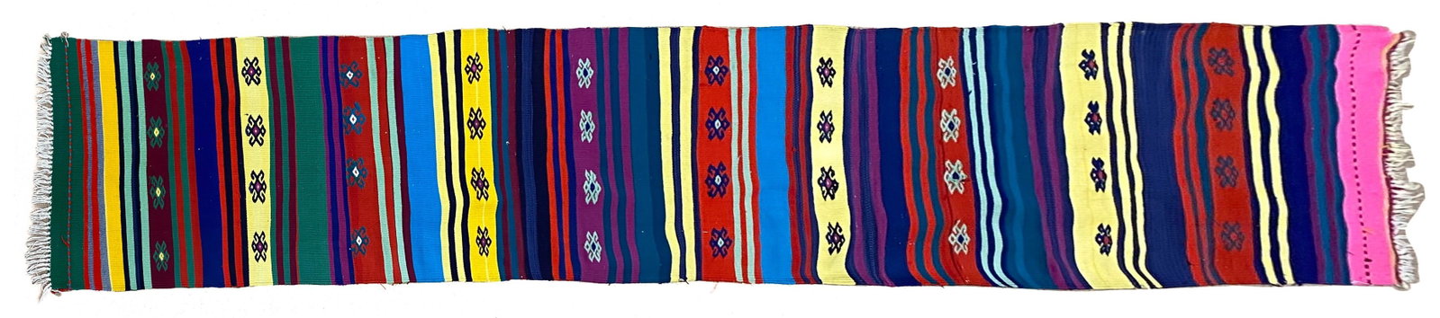 Vintage Handmade Kilim Runner: Vintage Handmade Kilim Runner, 22"w x 119"l