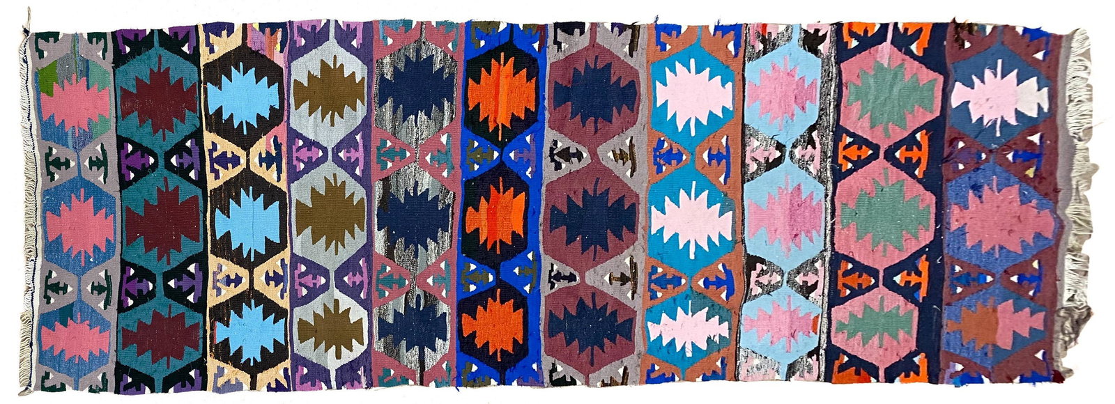 Vintage Handmade Turkish Kilim Runner: Vintage Handmade Turkish Kilim Runner, 36"w x 127"l