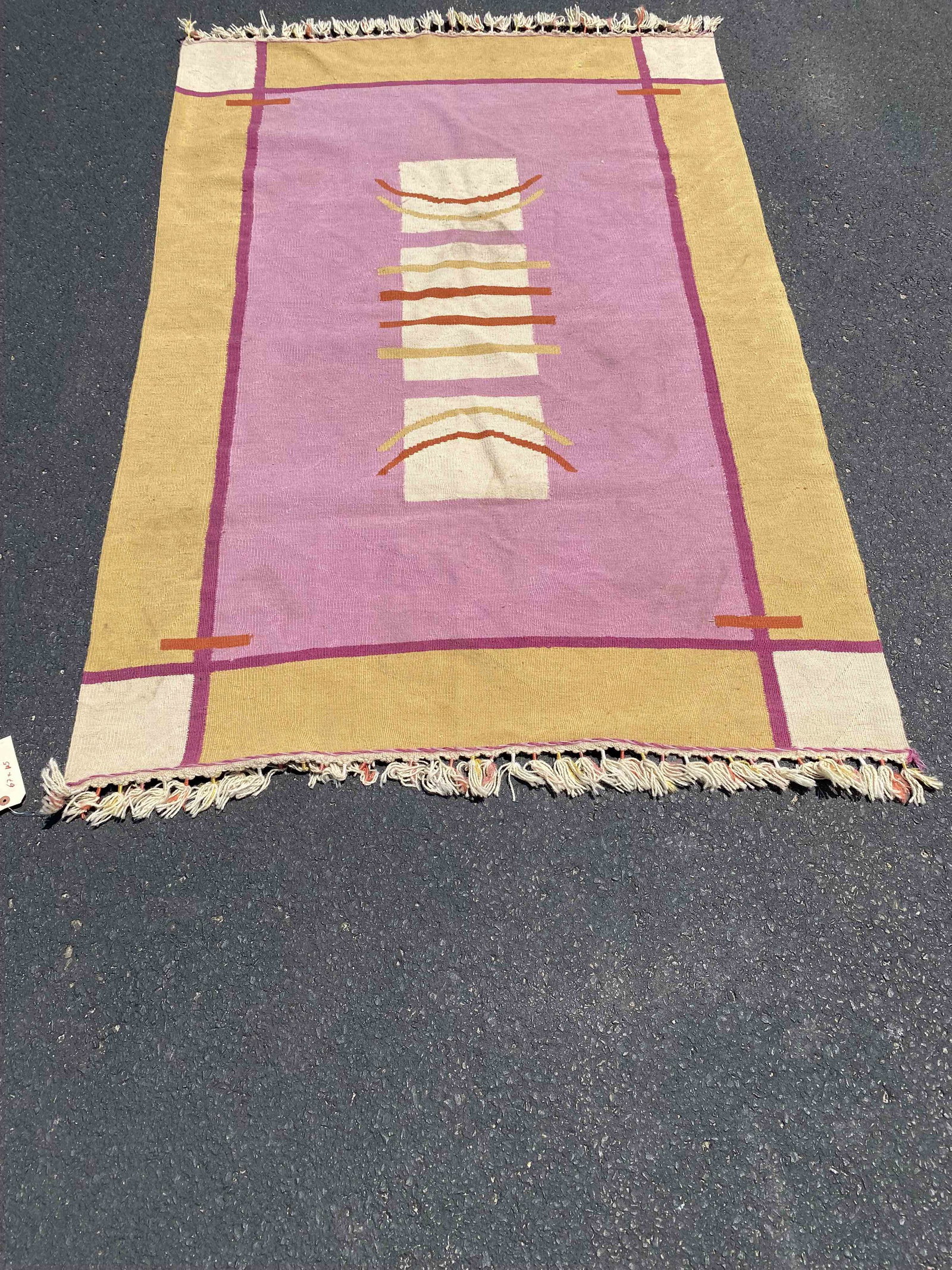 Vintage Handmade Turkish Kilim: Vintage Handmade Turkish Kilim, 45"w x 67"l
