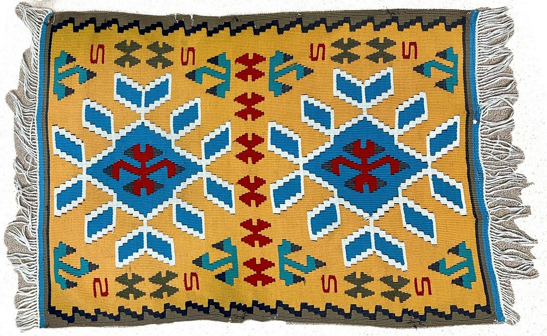 Vintage Handmade Turkish Kilim: Vintage Handmade Turkish Kilim, 38"w x 27"l