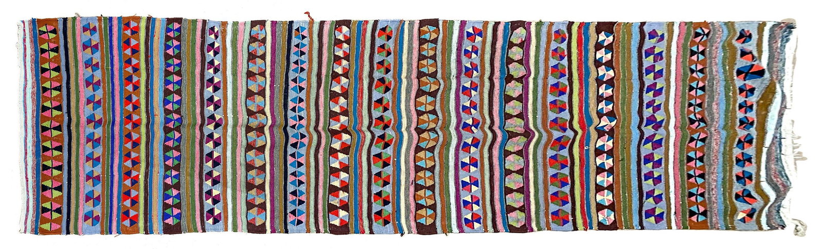 Vintage Handmade Turkish Kilim: Vintage Handmade Turkish Kilim, 37"w x 131"l