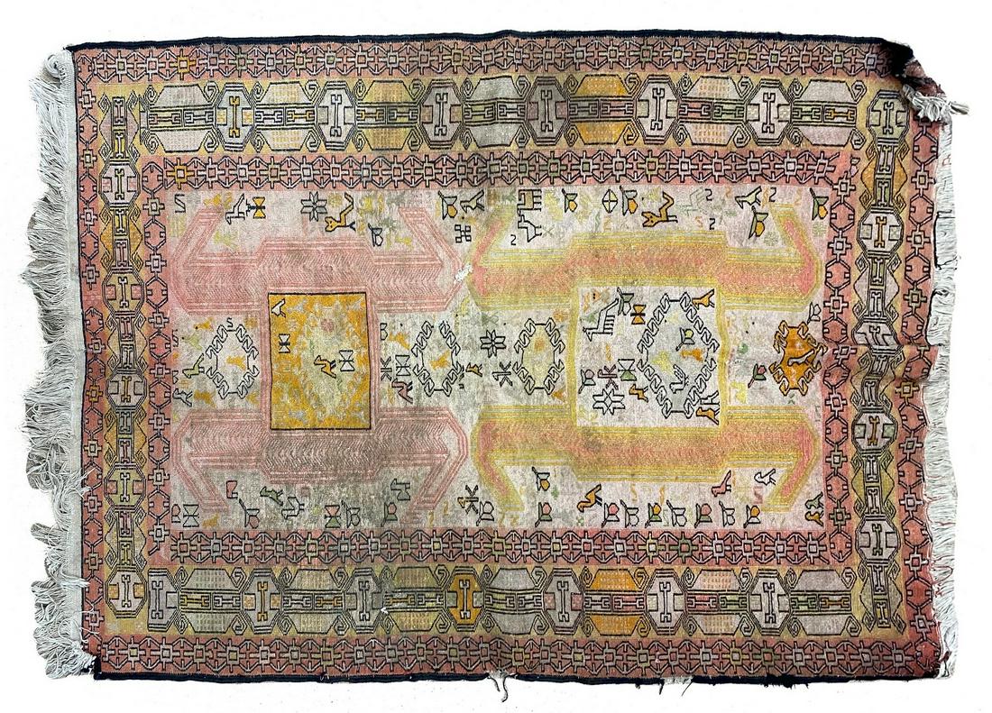 Vintage Handmade Turkish Kilim Prayer Rug: Vintage Handmade Turkish Kilim Prayer Rug, 38"w x 57"l