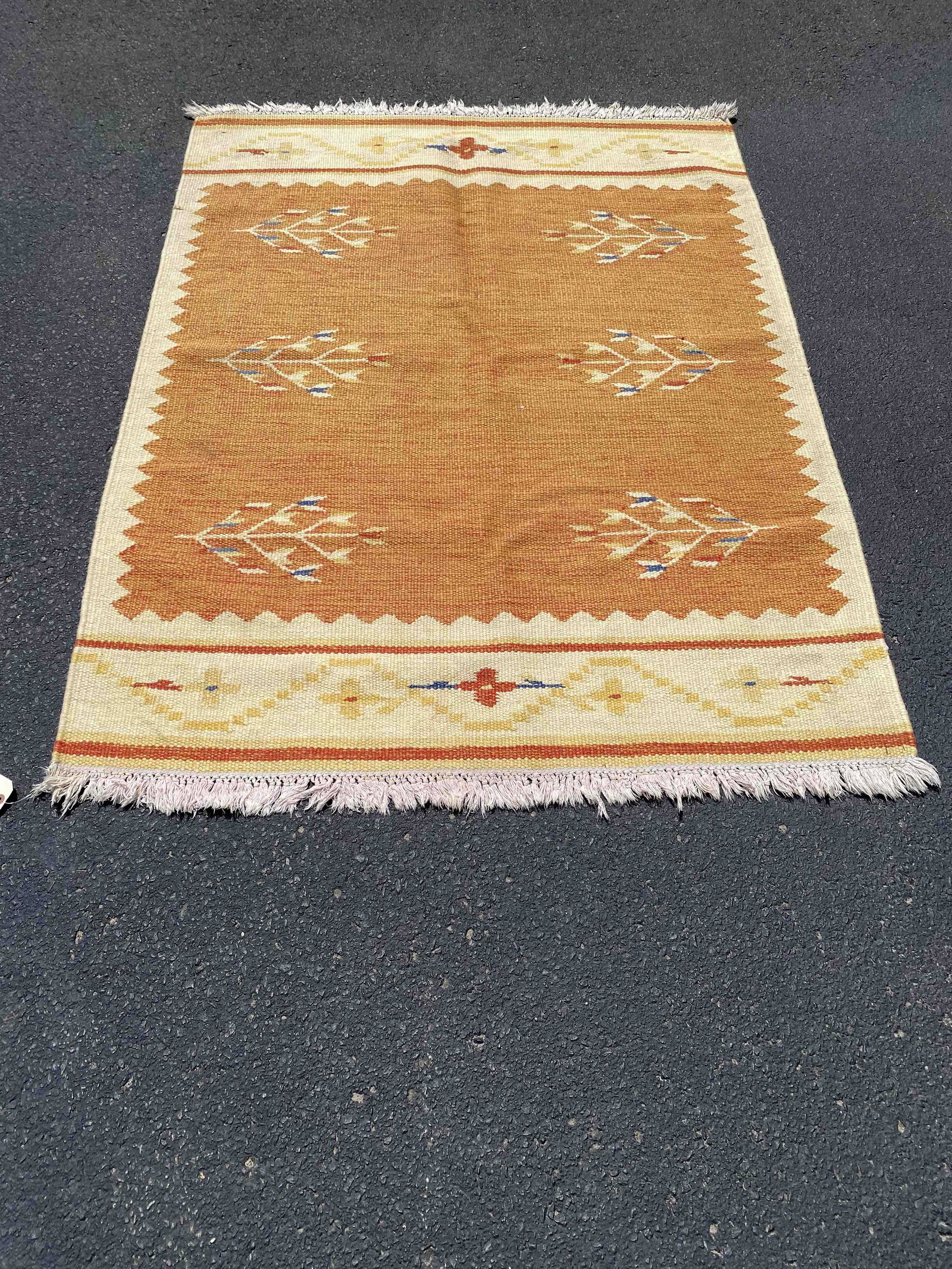 Vintage Handmade Turkish Kilim: Vintage Handmade Turkish Kilim, 48"w x 66"l