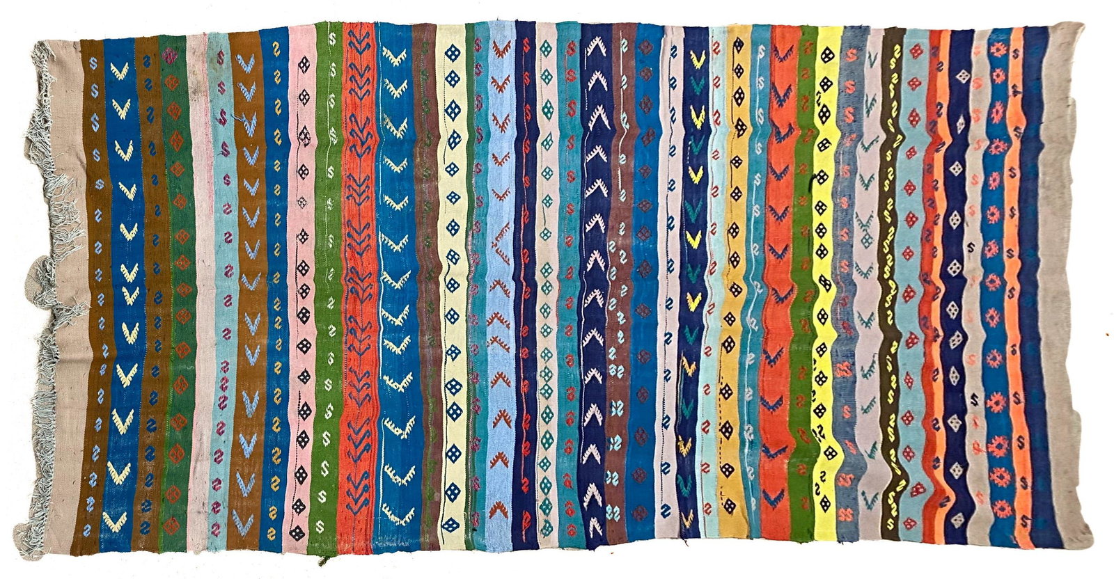 Vintage Handmade Turkish Kilim: Vintage Handmade Turkish Kilim, 55"w x 130"l