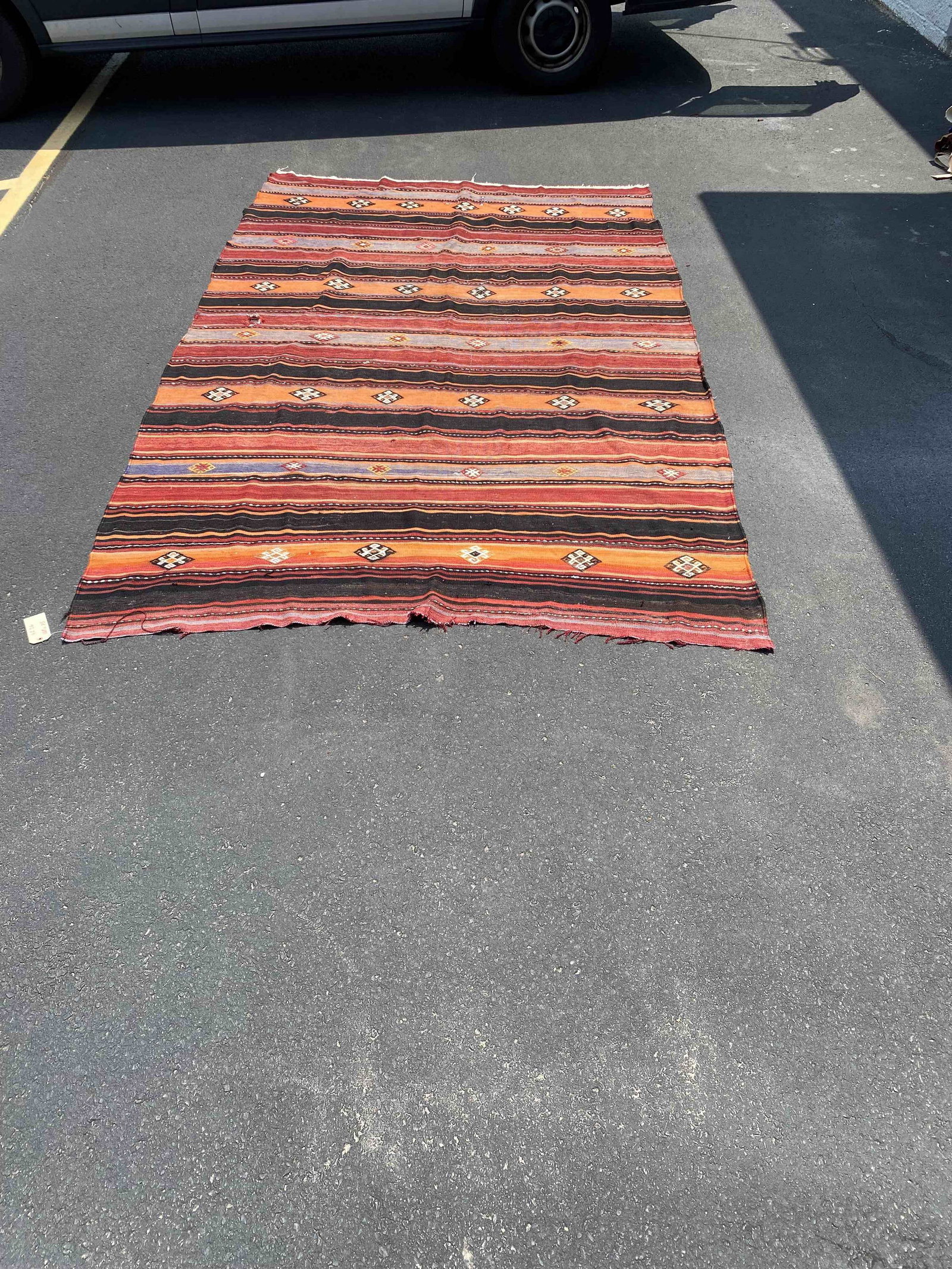 Vintage Handmade Turkish Kilim: Vintage Handmade Turkish Kilim, 75"w x 128"l