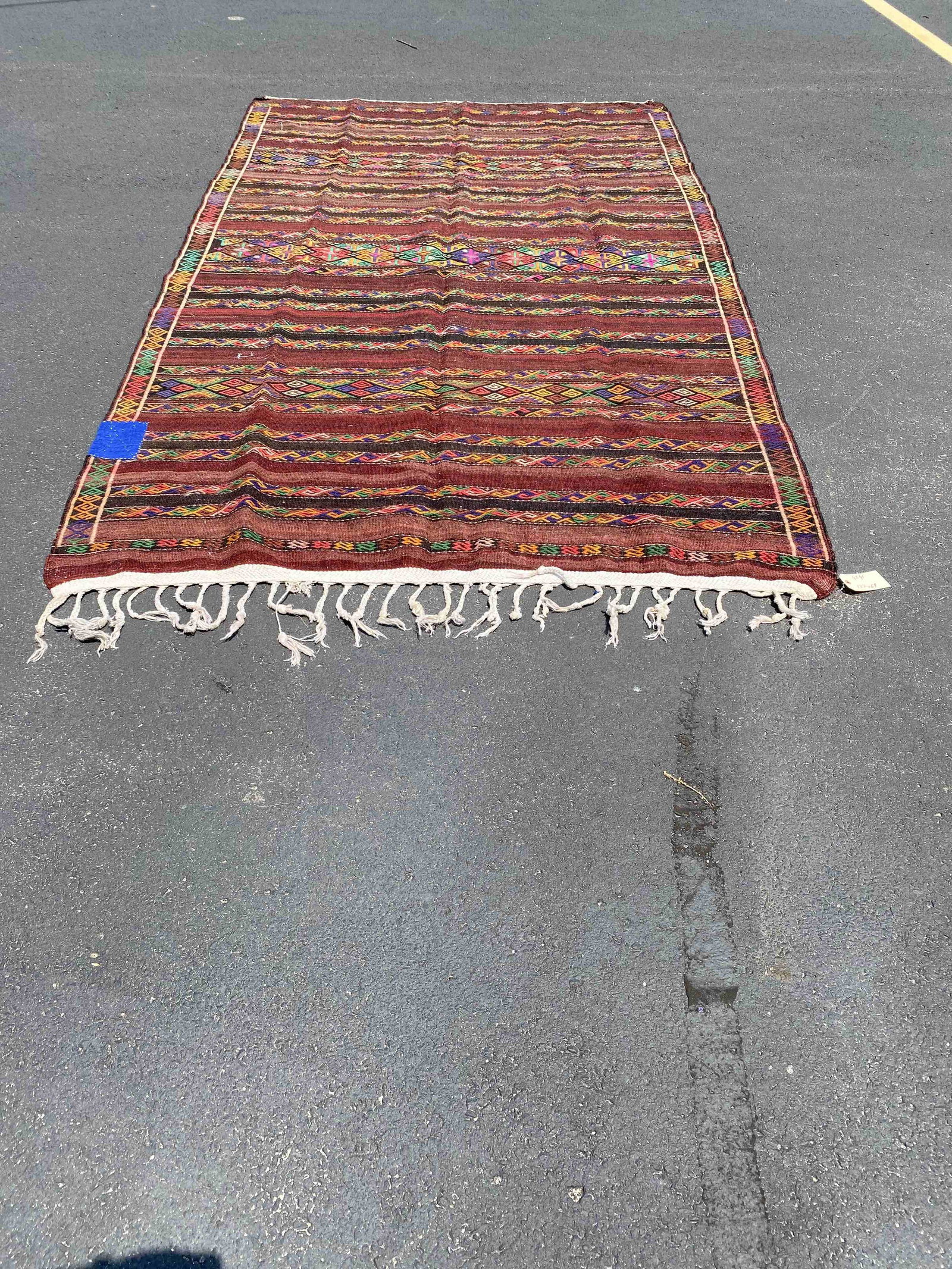 Vintage Handmade Turkish Kilim: Vintage Handmade Turkish Kilim, 69"w x 127"l