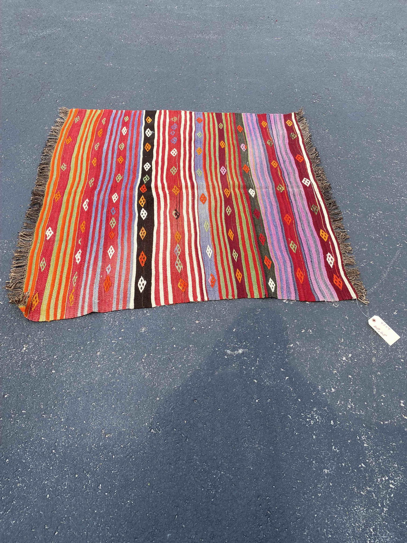 Vintage Handmade Turkish Kilim: Vintage Handmade Turkish Kilim, 48"w x 48"l