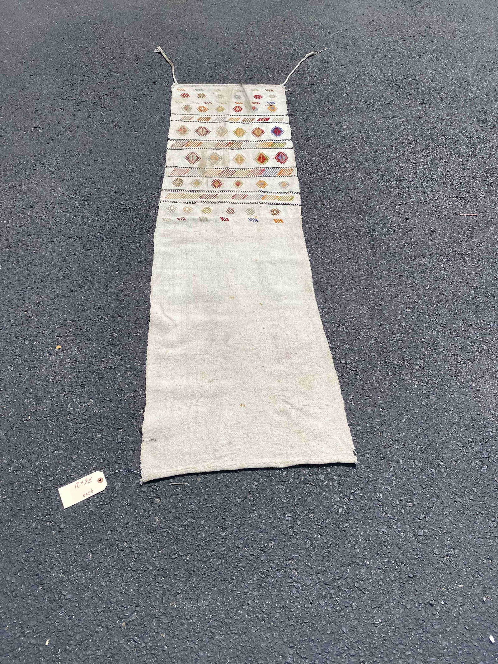 Vintage Handmade Turkish Kilim: Vintage Handmade Turkish Kilim, 21"w x 76"l