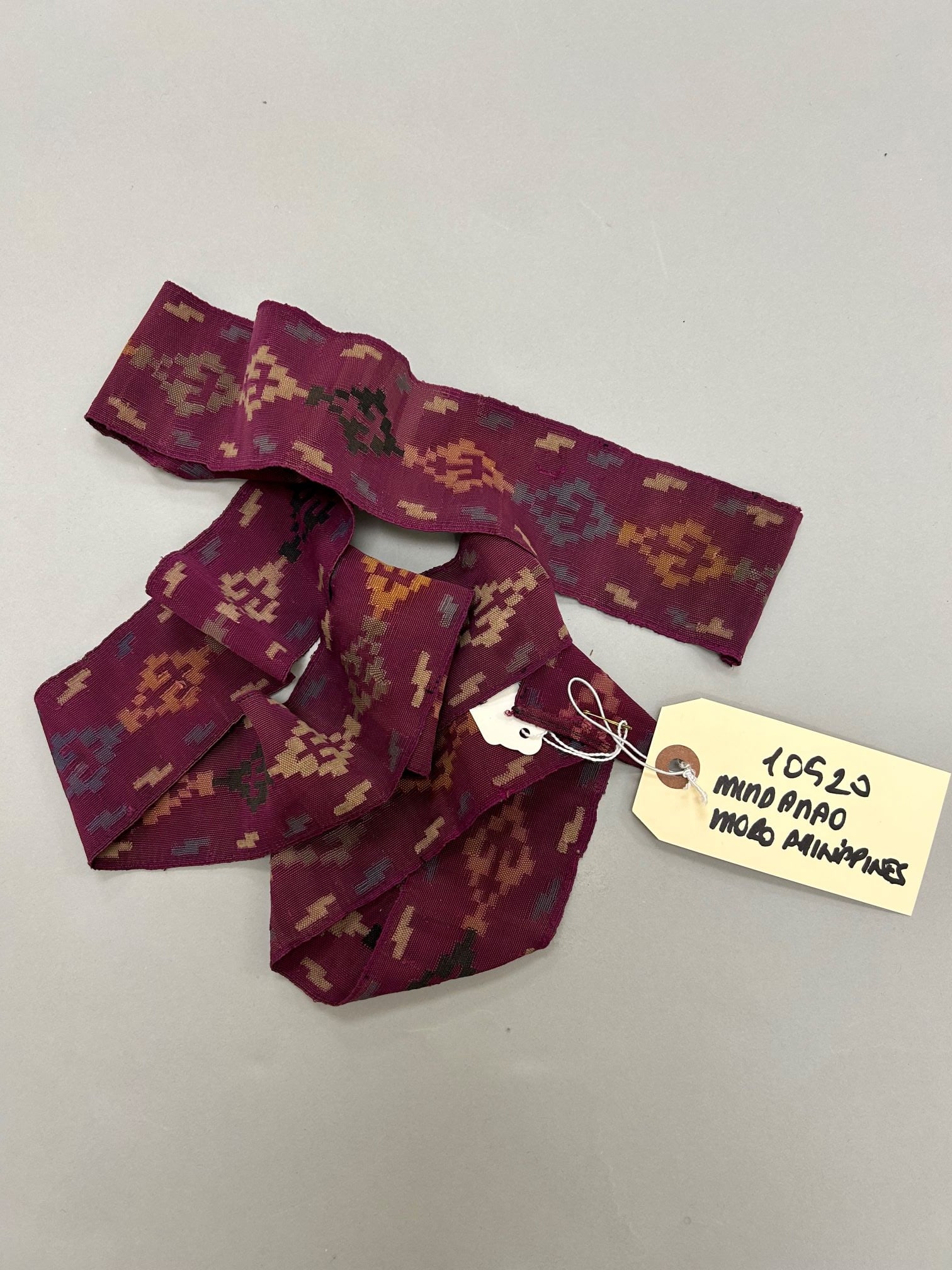 Phillipines, Mindanao-Moro, Possibly Silk Belt: Phillipines, Mindanao-Moro, possibly silk belt, 64"l X 2.5"w Provenance: From the estate of Dr. Philip Gould , New York