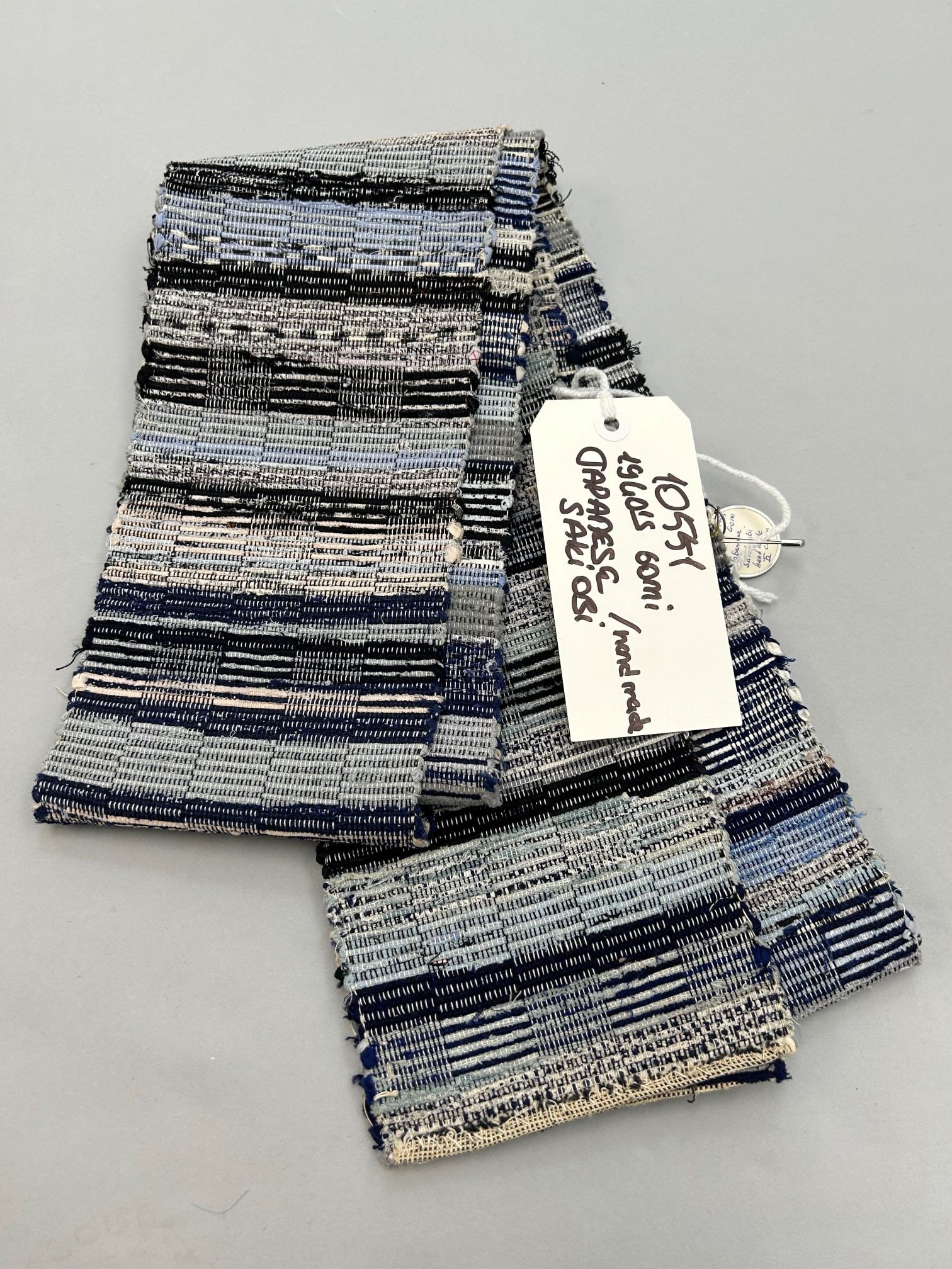 Japan, 1940s Handwoven Cotton Obi: Japan, 1940s handwoven cotton obi, 112"l X 5"w Provenance: From the estate of Dr. Philip Gould , New York