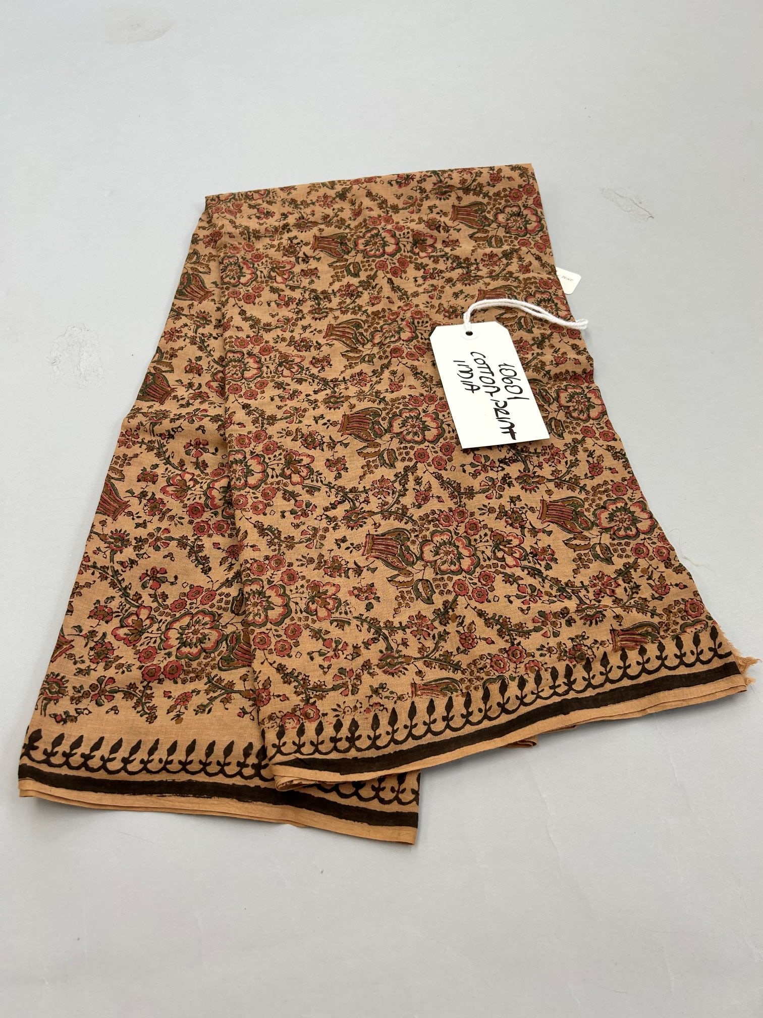 India, Print Cotton Textile: India, print cotton textile, 92"l x 44"w Provenance: From the estate of Dr. Philip Gould , New York