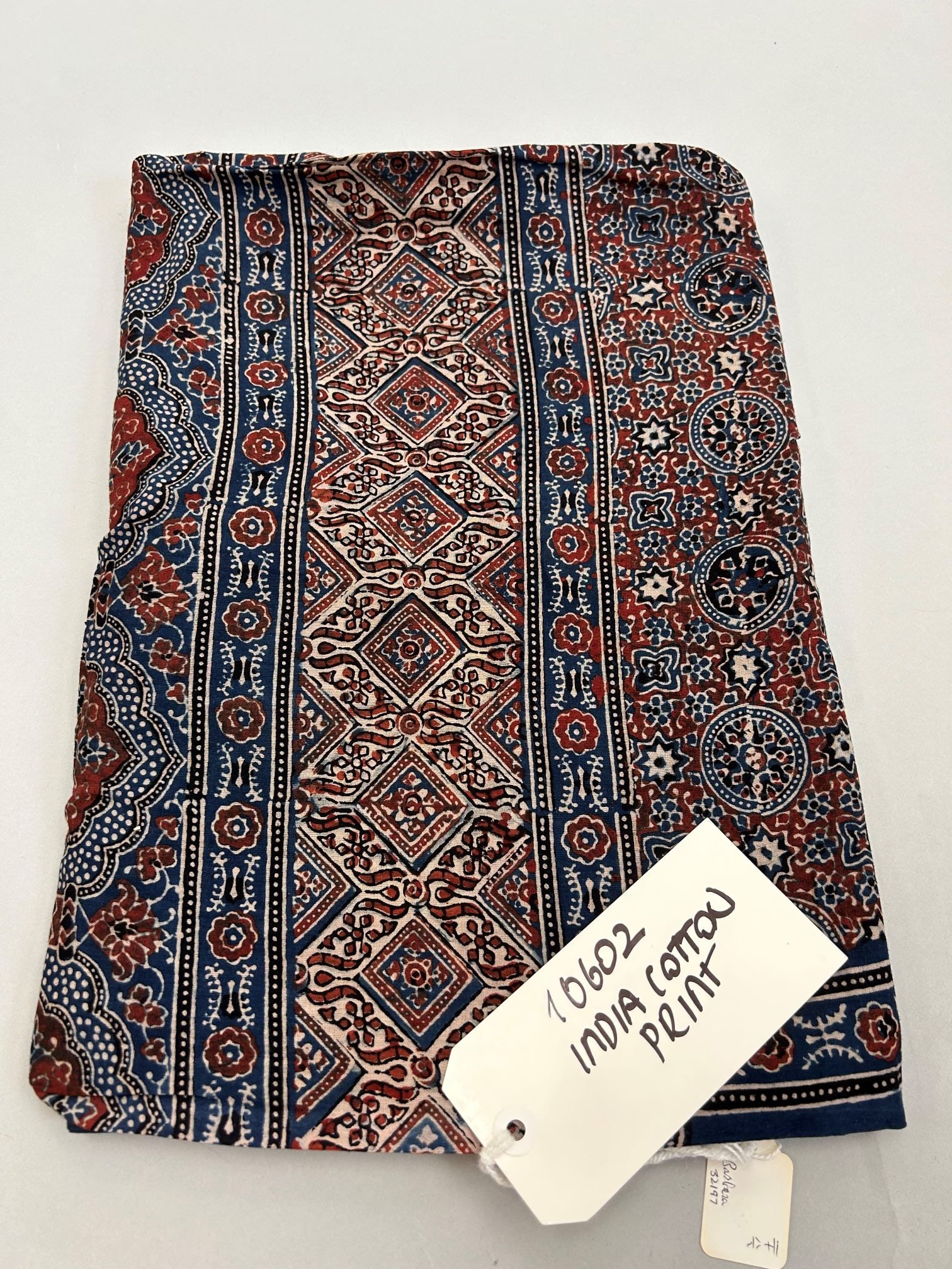 India, Print Cotton Textile: India, print cotton textile, 88"l x 32"w Provenance: From the estate of Dr. Philip Gould , New York