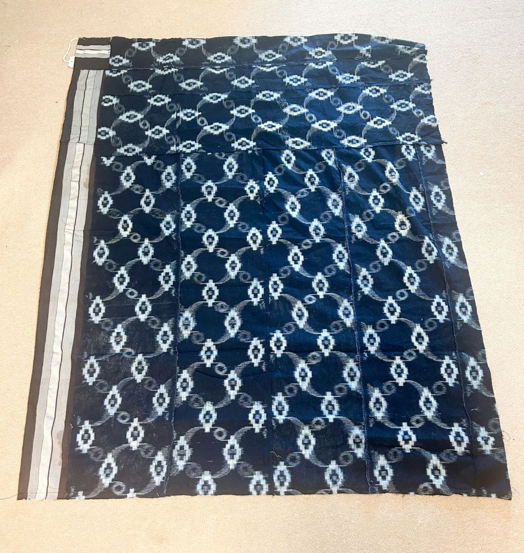 Japan, Possibly Shibori Indigo Cotton and Silk Comforter Cover (1 of 10)