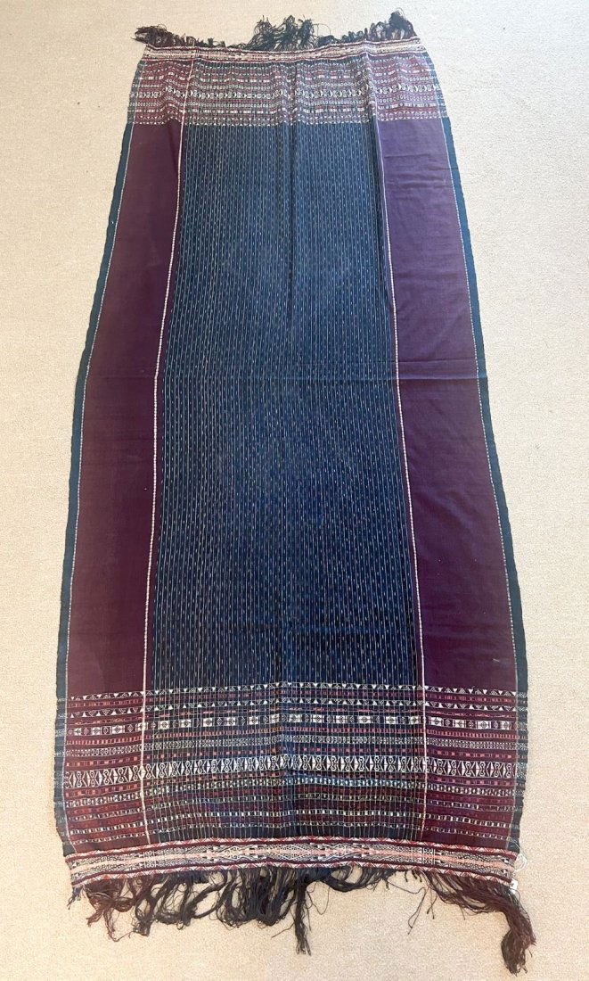 Indonesia, Toba Batak People, Cotton Textile: Indonesia, Toba Batak people, Ragi Hotang style cotton textile, 106"l x 36"w Provenance: From the estate of Dr. Philip Gould , New York