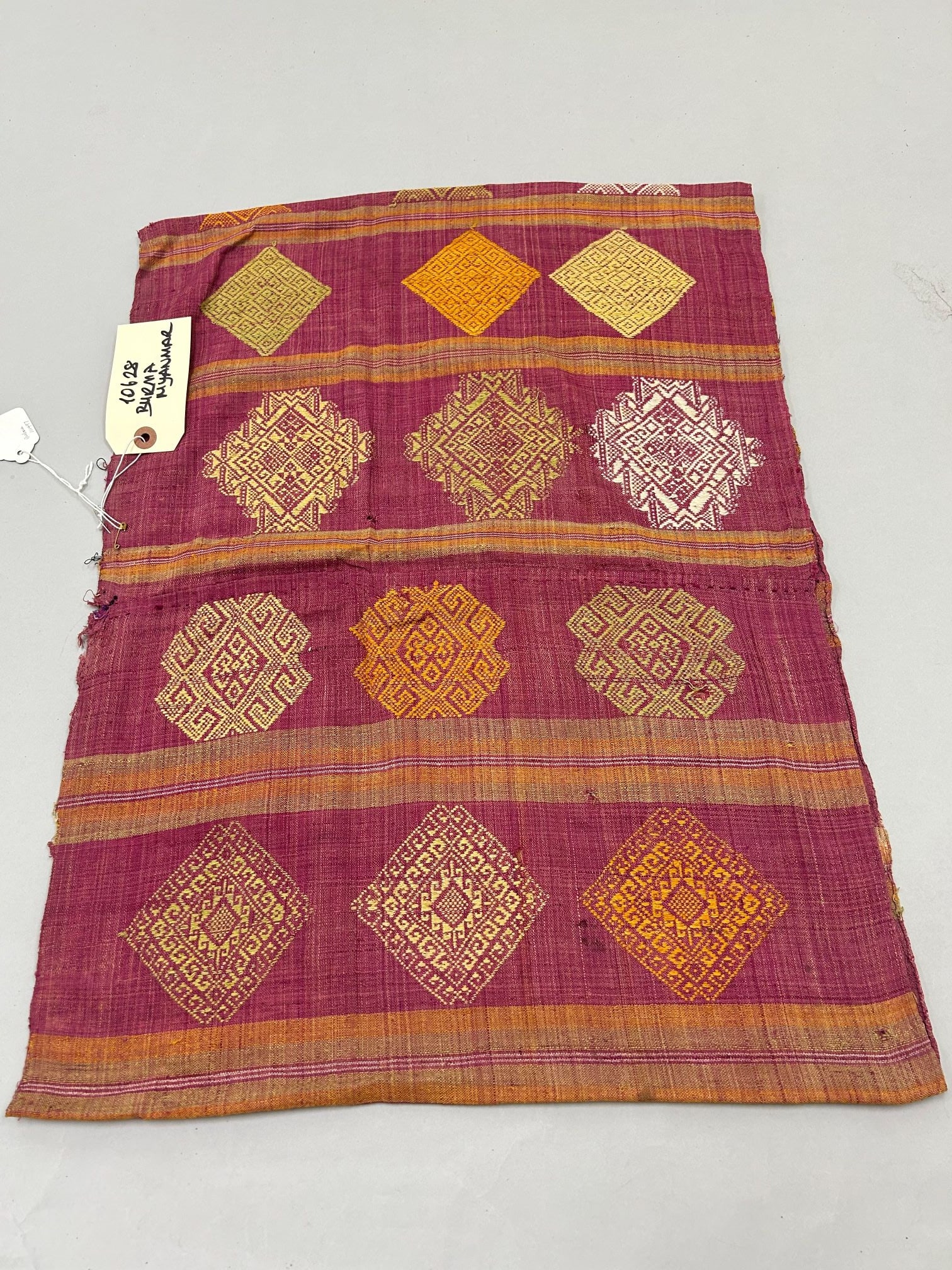 Myanmar, Cotton Sarong: Myanmar, cotton sarong, 24"l x 28"w Provenance: From the estate of Dr. Philip Gould , New York