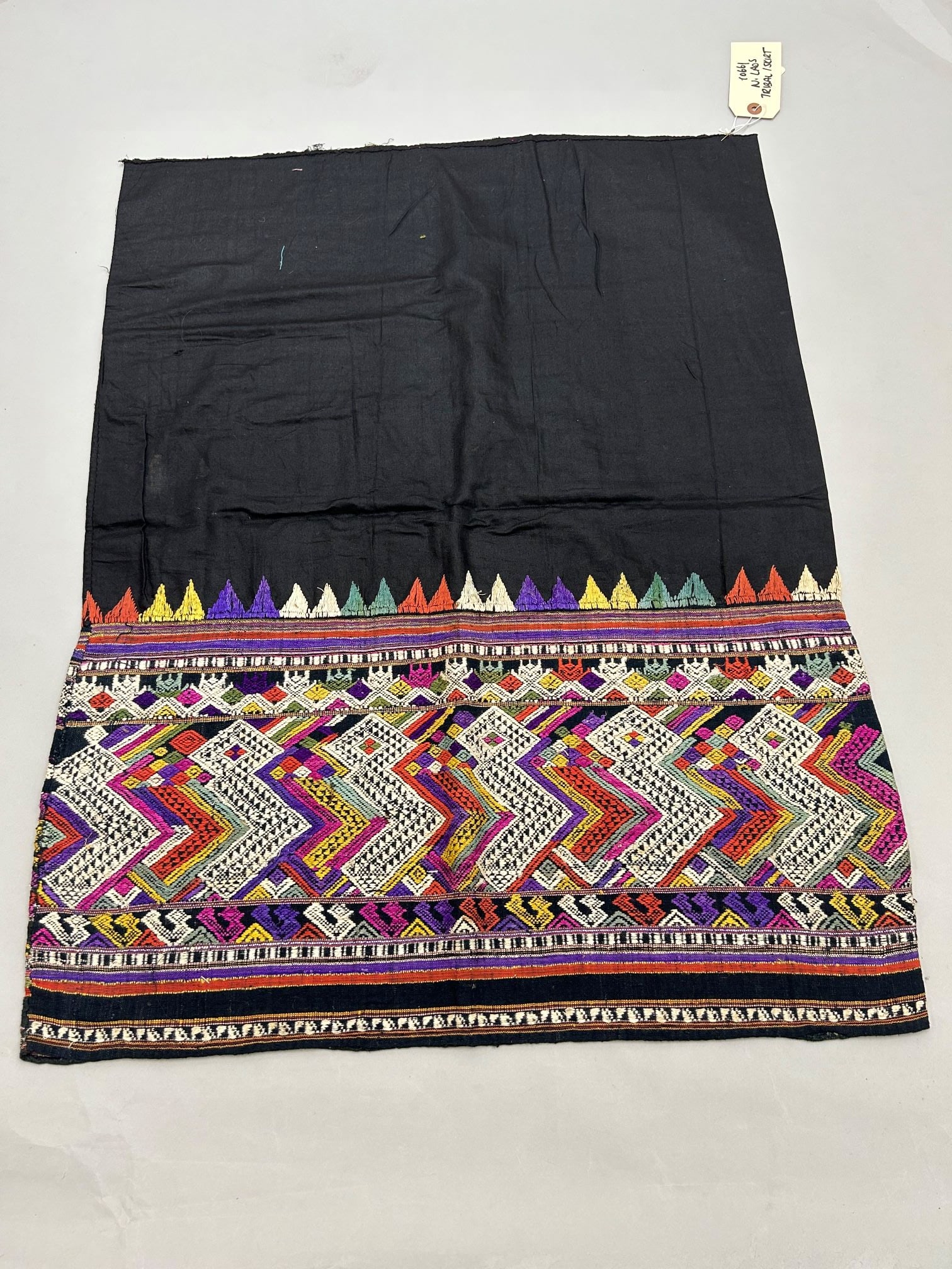 North Laos, Tribal Skirt: North Laos, tribal skirt, 34.5l x 26"w Provenance: From the estate of Dr. Philip Gould , New York