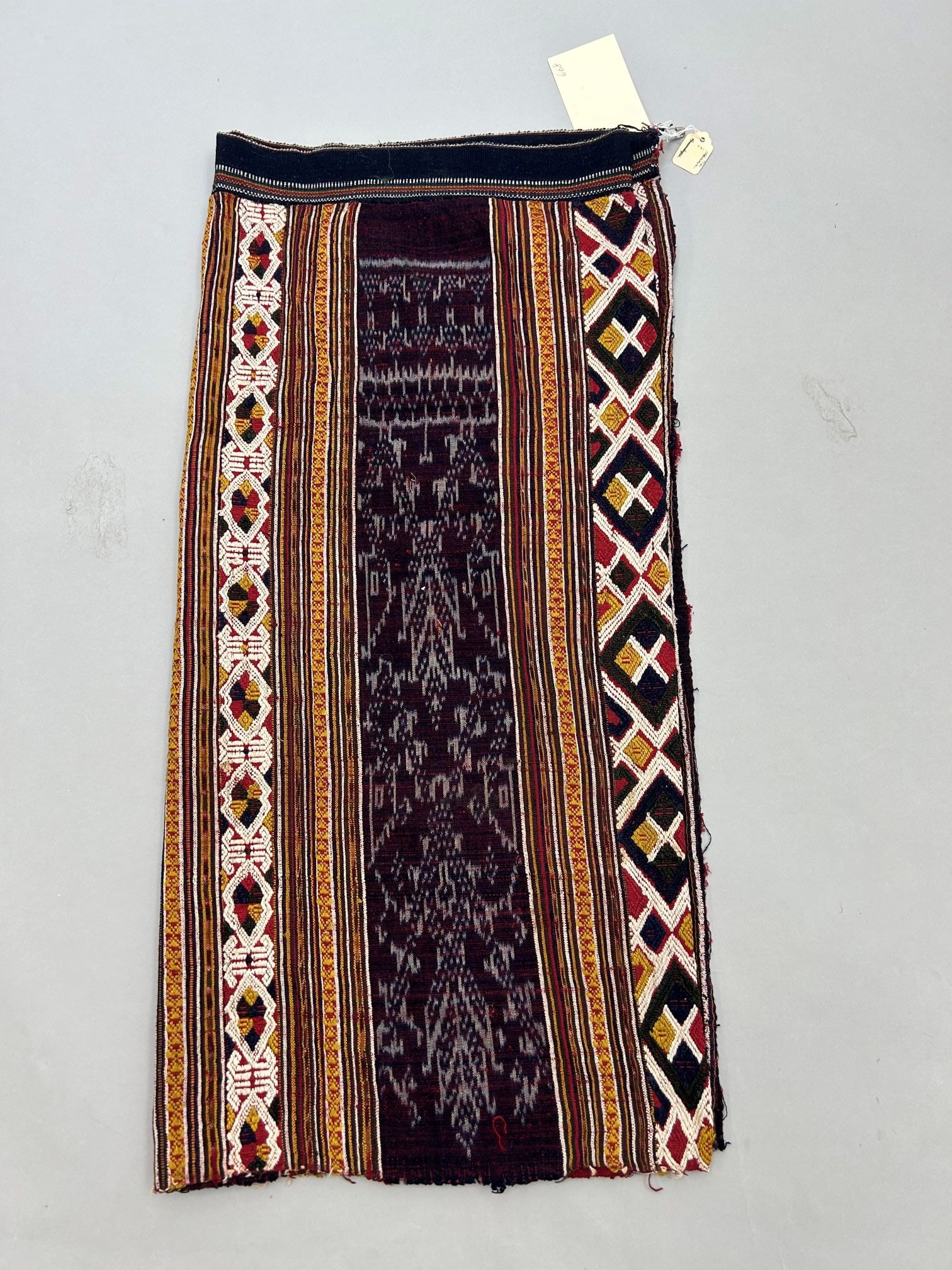 North Laos, Ethnic Cotton Sarong: North Laos, ethnic cotton sarong, 28"l x 54"w Provenance: From the estate of Dr. Philip Gould , New York
