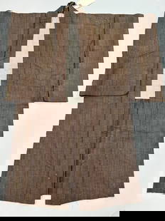 Japan, Cotton Kimono with Lining: Japan, cotton kimono with lining, 62"l X 50"w 50"shoulder 21 "sleeve length Provenance: From the estate of Dr. Philip Gould , New York