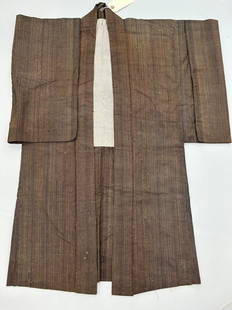 Japan, Cotton Kimono with Lining: Japan, cotton kimono with lining, 62"l X 50"w 50"shoulder 21 "sleeve length Provenance: From the estate of Dr. Philip Gould , New York