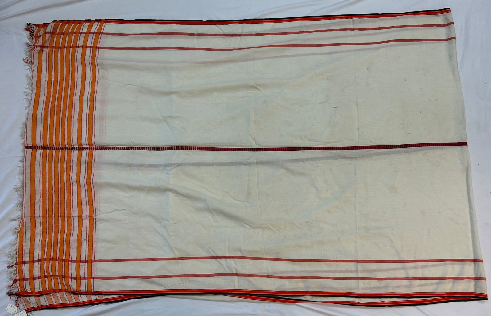 Tunisia, El Jerba Woman's Shawl: El Jerba, Tunisia, North Africa, woman’s shawl, likely mid-20th century. Approximate size, 151" x 50" PROVENANCE: From the estate of Dr. Philip Gould, New York