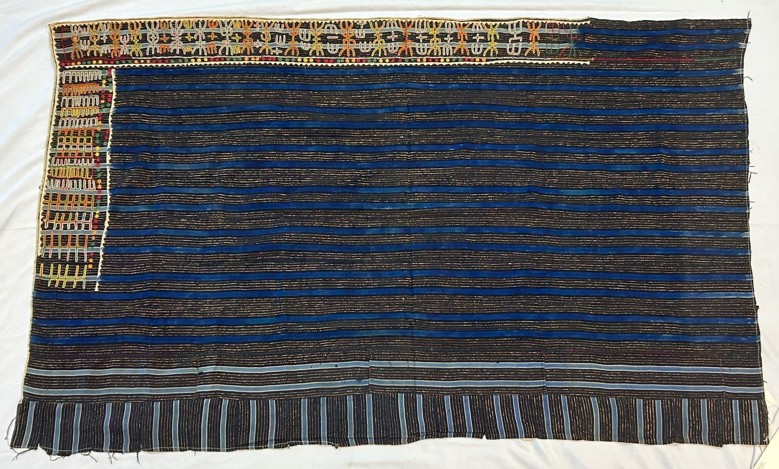 Fulani Peoples Embroidered Skirt: Fulani peoples, Niger, West Africa, embroidered cotton skirt. Likely first half of the 20th century. Approximate size, 61" x 37" PROVENANCE: From the estate of Dr. Philip Gould, New York