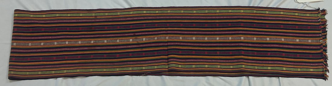 Asante or Ewe peoples, Kente Strip Woven Silk or Rayon textile, (1 of 3)