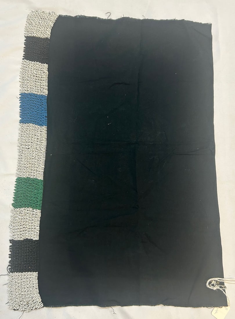 Zulu peoples, Cache-Sex (New Back Cloth), Woven Cotton with Beads: Zulu peoples, South African, cache-sex (new back cloth), woven cotton, beads, mid-20th century, 26" x 17" PROVENANCE: From the estate of Dr. Philip Gould, New York