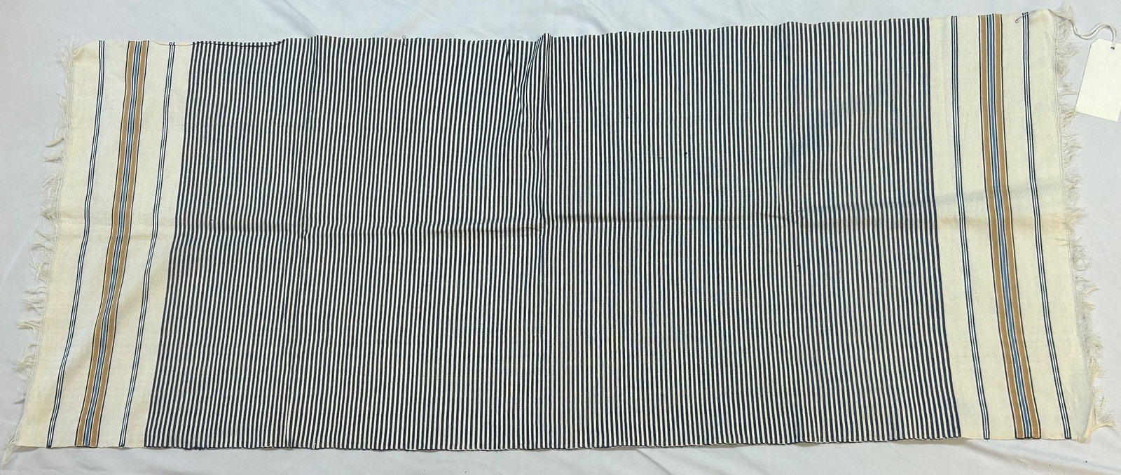 Morocco, Cotton Shawl: Shawl, Morocco, North Africa, light blue, dark blue, beige and white cotton, mid-20th century, 27" x 64" PROVENANCE: From the estate of Dr. Philip Gould, New York