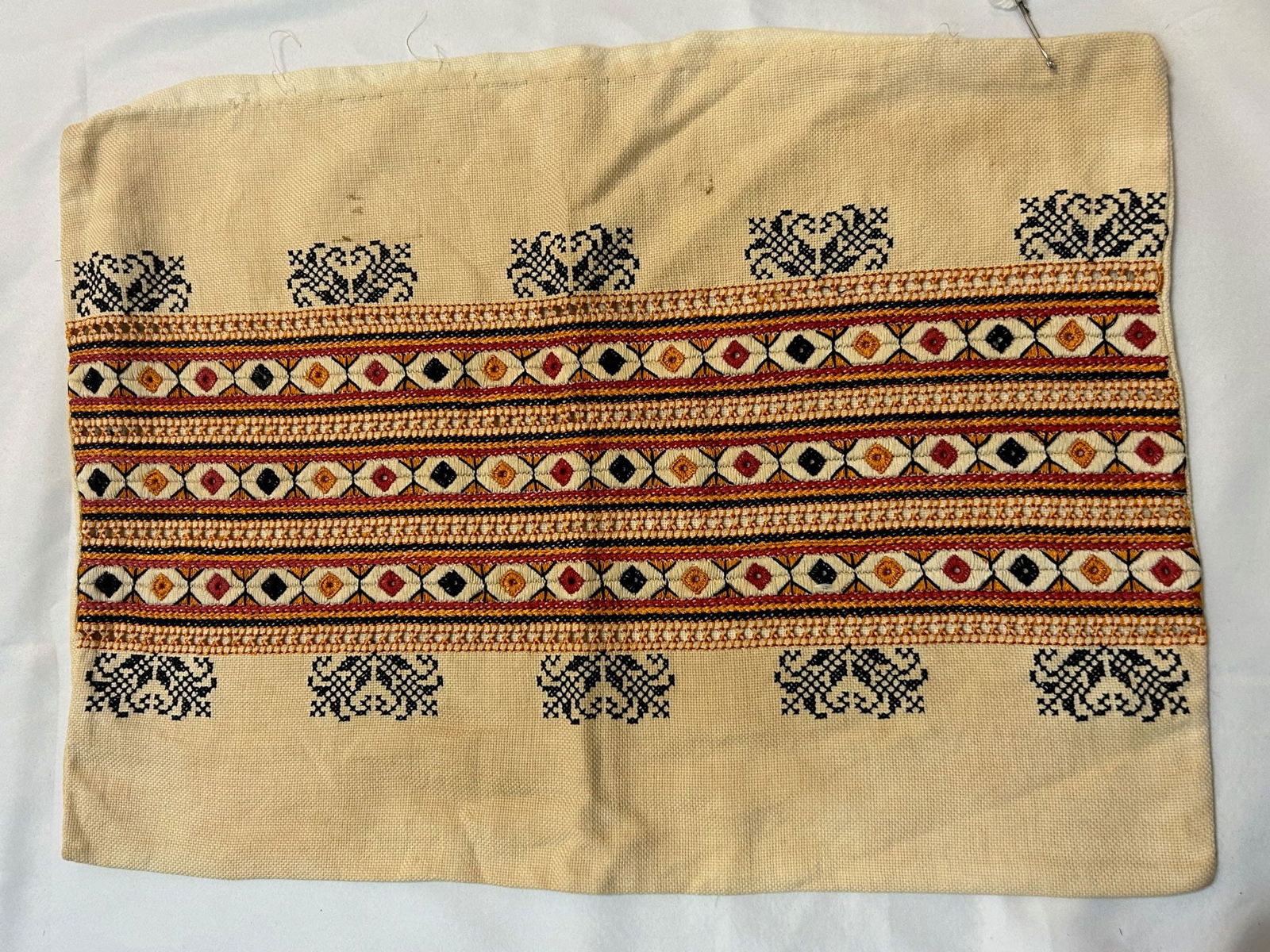 Possibly from North Africa, Embroidered Cotton Textile, (1 of 5)