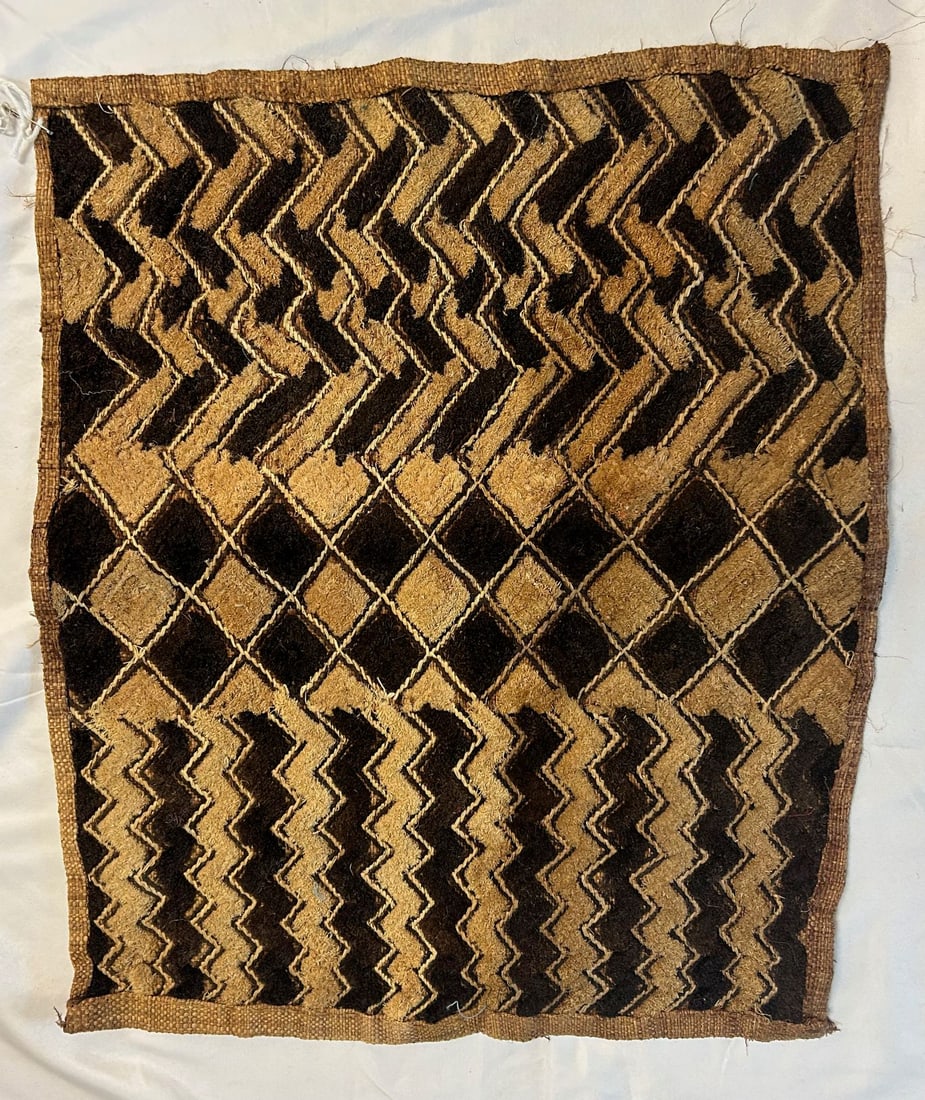 Kuba peoples Cut-Pile Embroidered Raffia Textile (1 of 5)