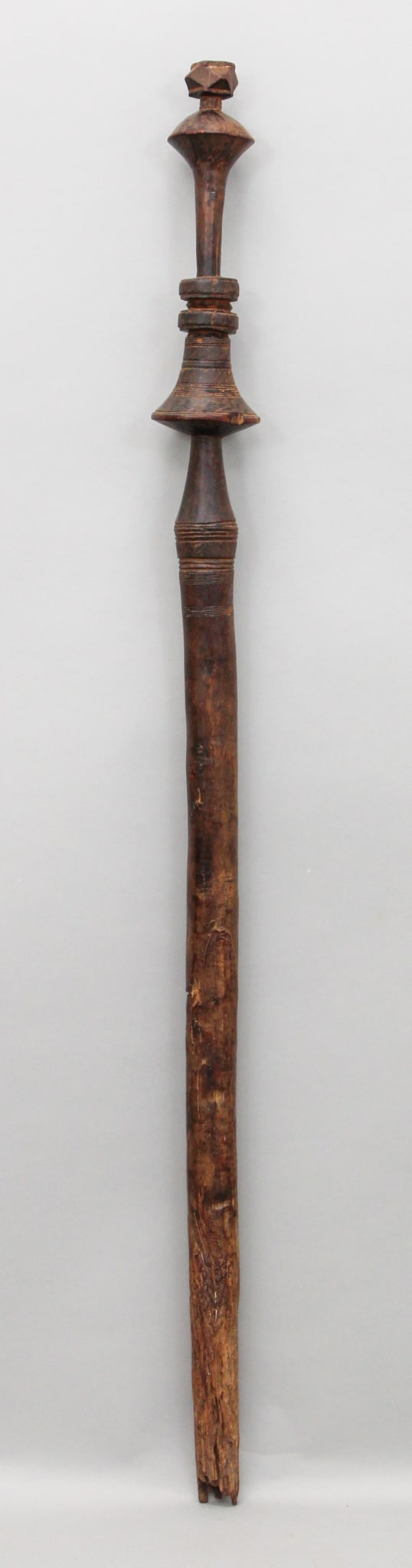 Fragment of a Carved Wooden Post, Possibly Tuareg, Southern Sahara, Africa: Fragment of a carved wooden post, possibly Tuareg, Southern Sahara, Africa, first half of the 20th century. Approximate size 40"H. PROVENANCE: From the estate of Dr. Philip Gould, New York