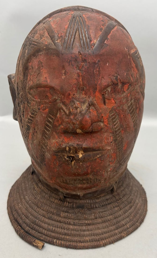 Makonde Peoples Style in Headcrest Form, Carved Wood with Basketry Work, Tanzania, Eastern Africa (1 of 6)