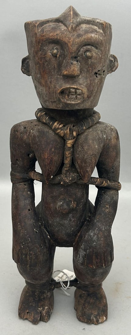 Fang People Style, Reliquary Figure, Carved Wood, Republic of Equatorial Guinea, Central Africa: Fang people style, reliquary figure, carved wood, Republic of Equatorial Guinea, Central Africa, 20th century. Approximate size, 13.5"H. PROVENANCE: From the estate of Dr. Philip Gould, New York