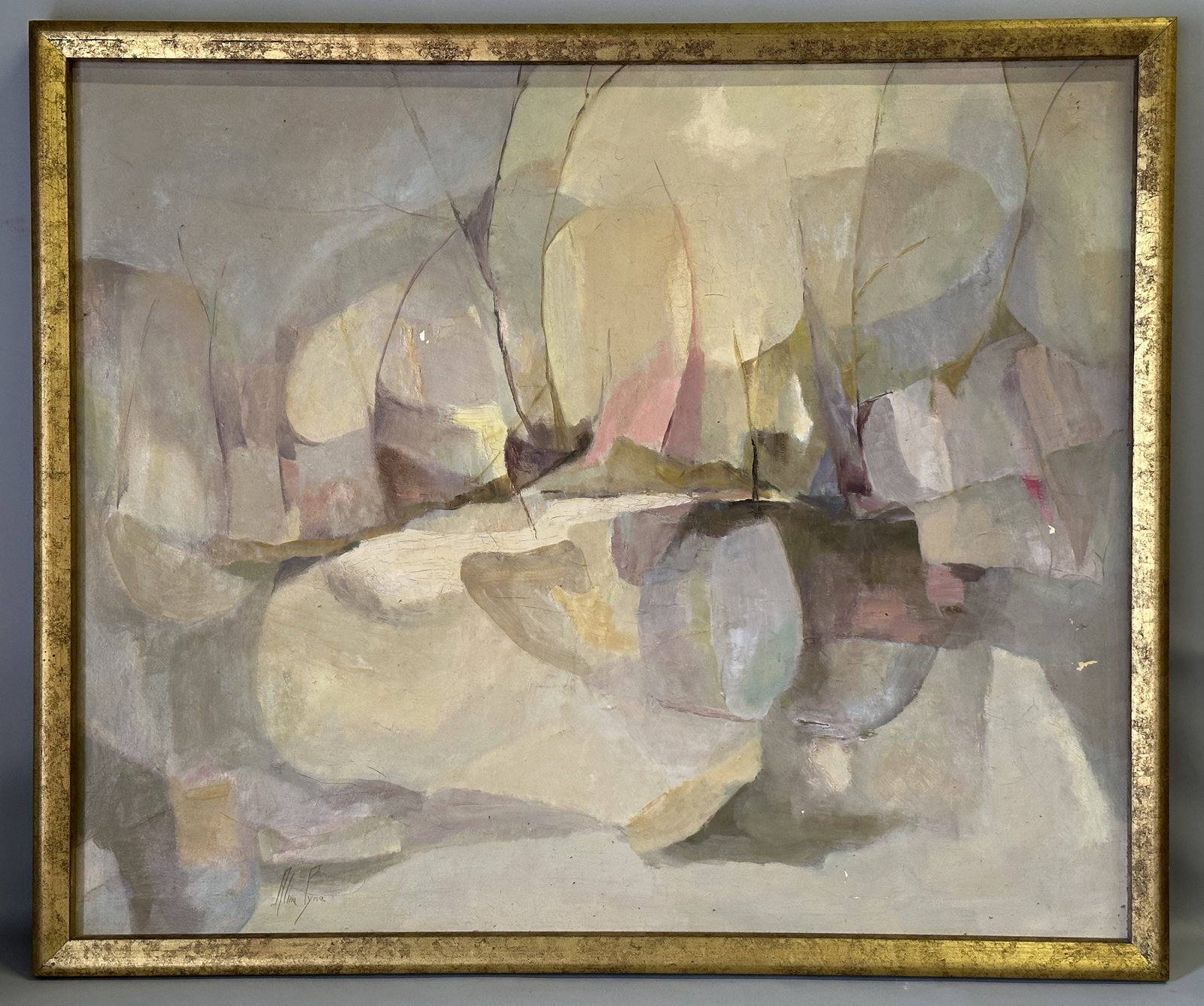 Vintage ALMA PYME Mid Century Modern Abstract O/C Painting in Pastel Colors (1 of 7)