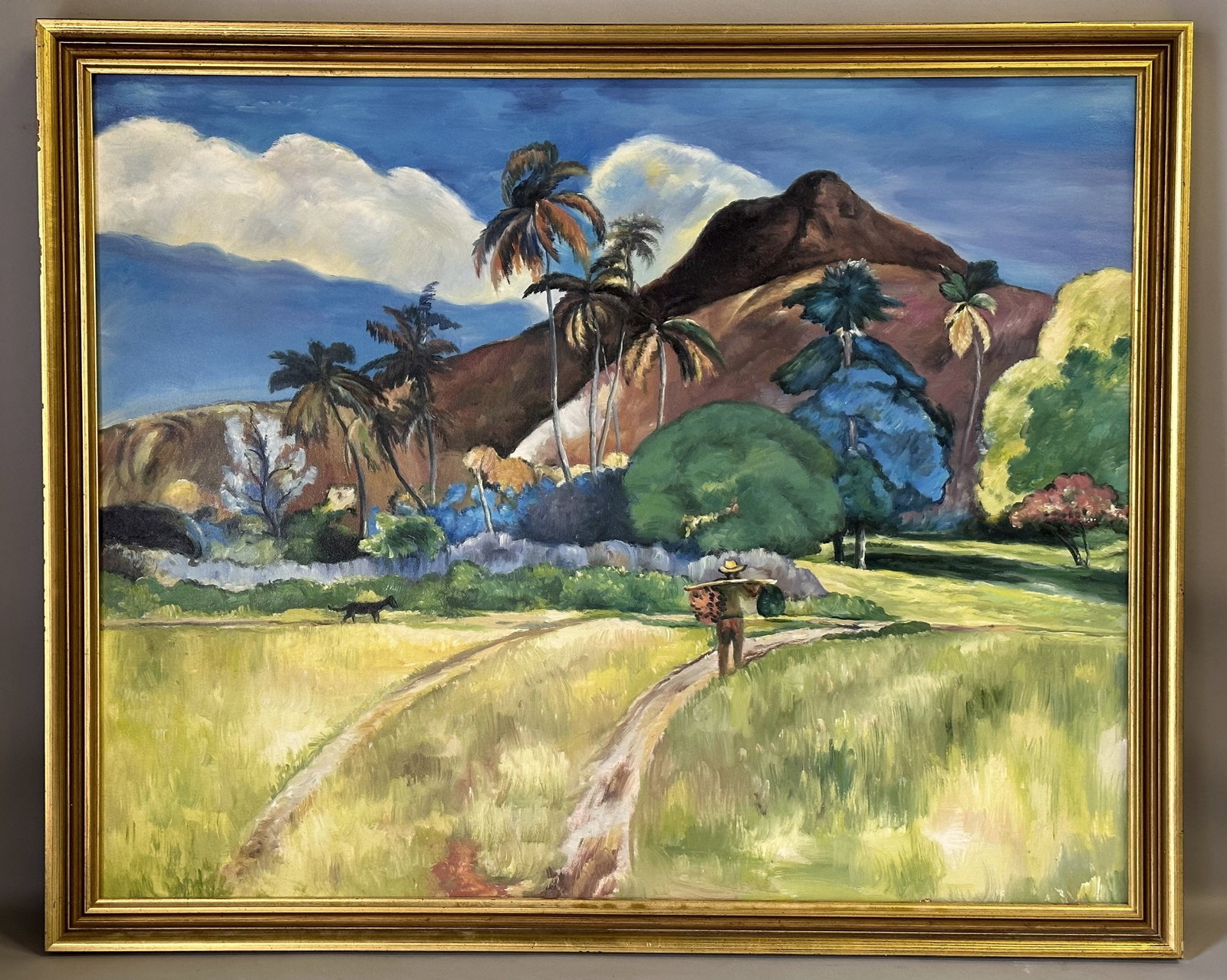After Paul Ganguin Impressionist Tahitian Landscape Man Mountain Dog (1 of 6)
