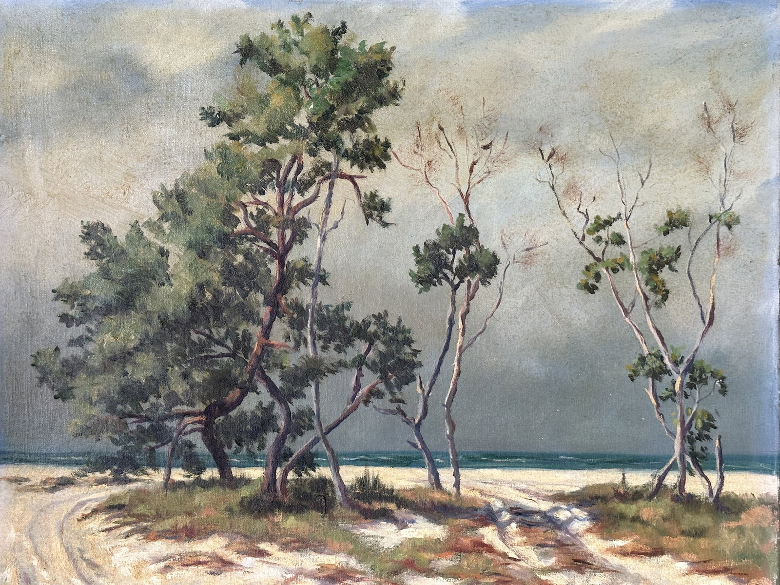 Vintage Mid Century DOUGLAS STEWART Florida Beach Seascape Landscape Oil Canvas Painting (1 of 8)