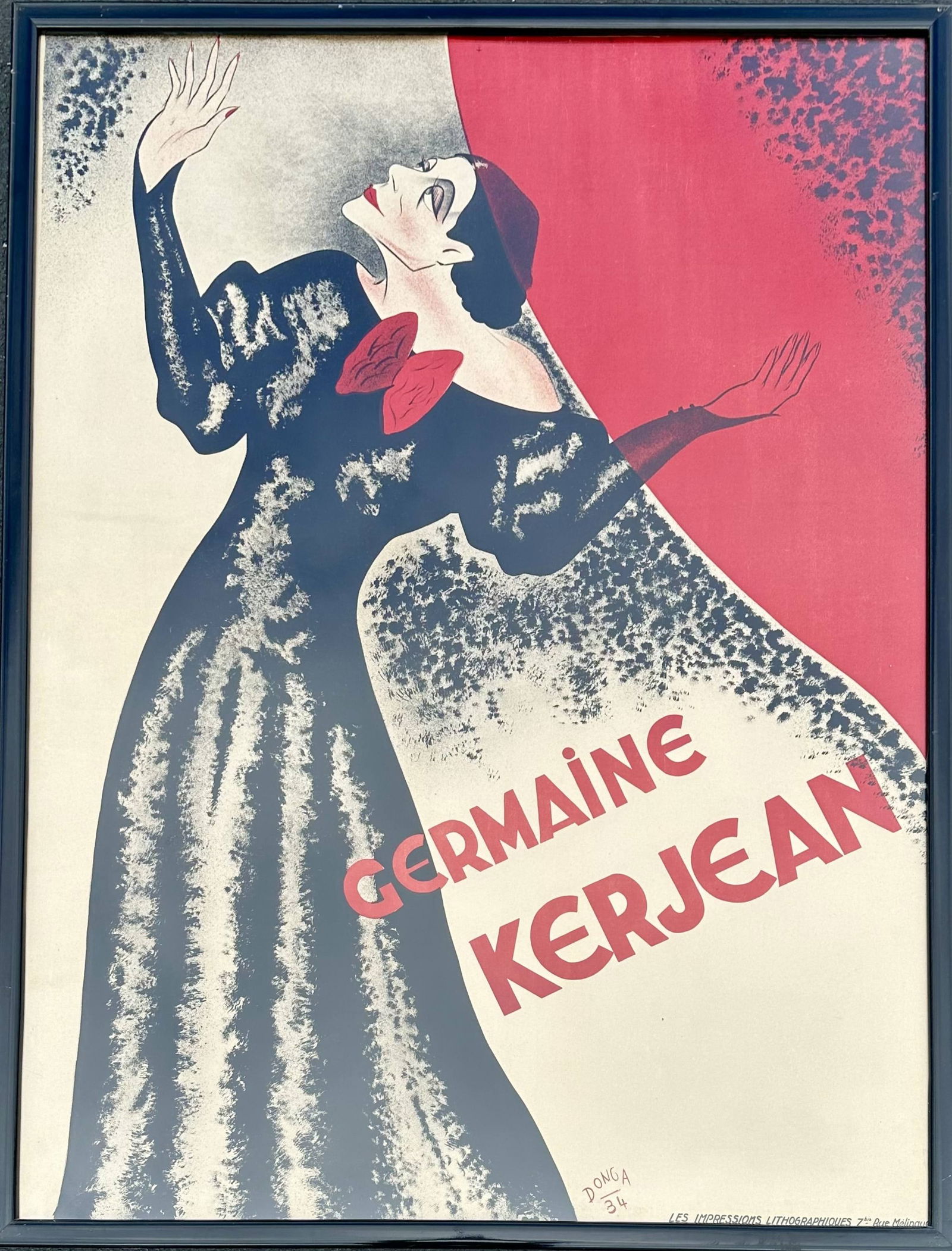 Vintage 1934 Pierre Duffounc DONGA French Poster Germaine Kerjean Les Impressions Paris (1 of 7)