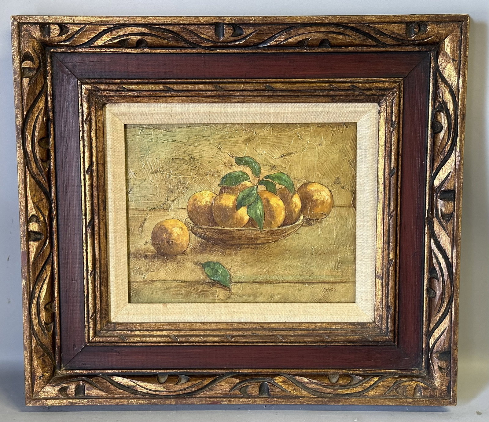 Vintage 1960's MCM Frame with Oranges Still Life Oil on Canvas (1 of 6)