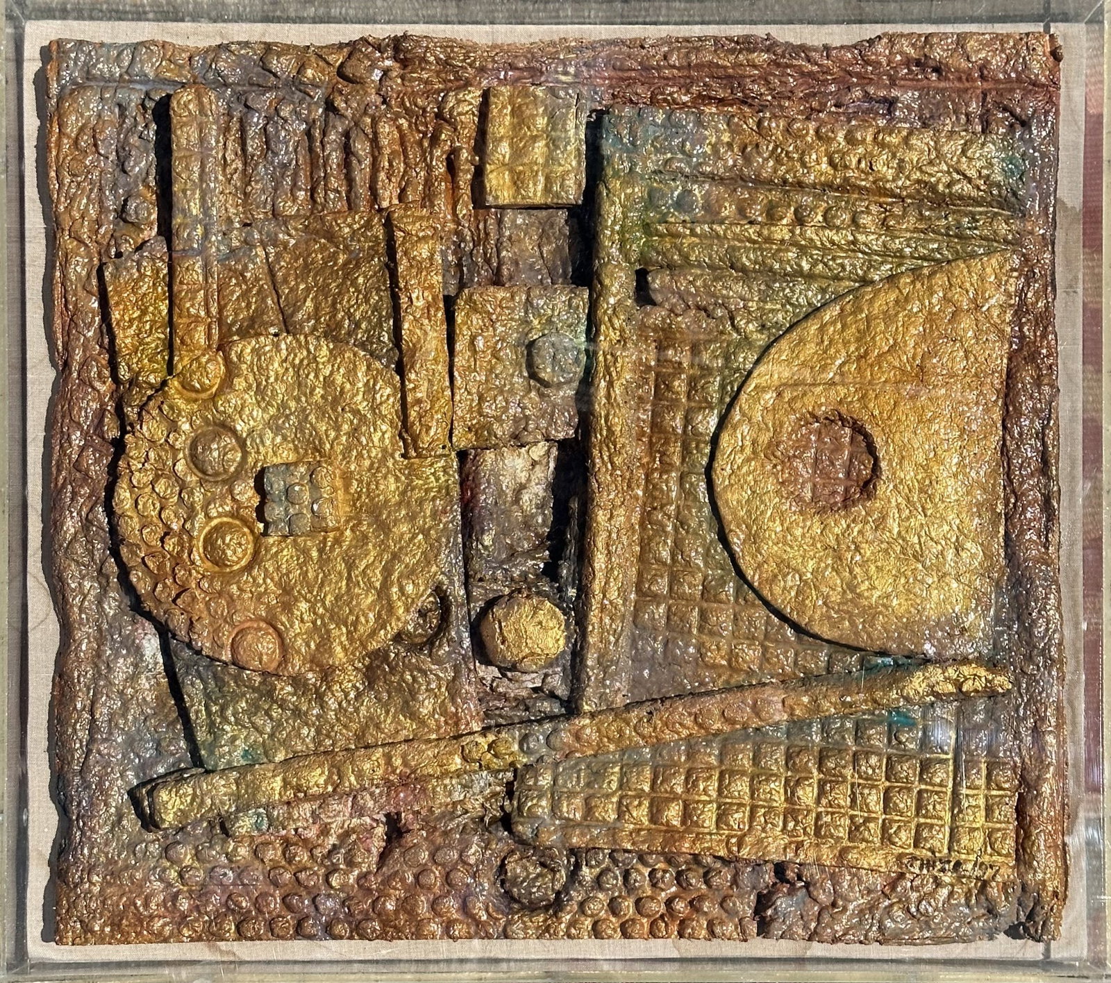 Vintage AMARU CHIZA (Ecuador) Sculpture Mixed Media Cast Formed Texture Paper Lucite Box (1 of 8)