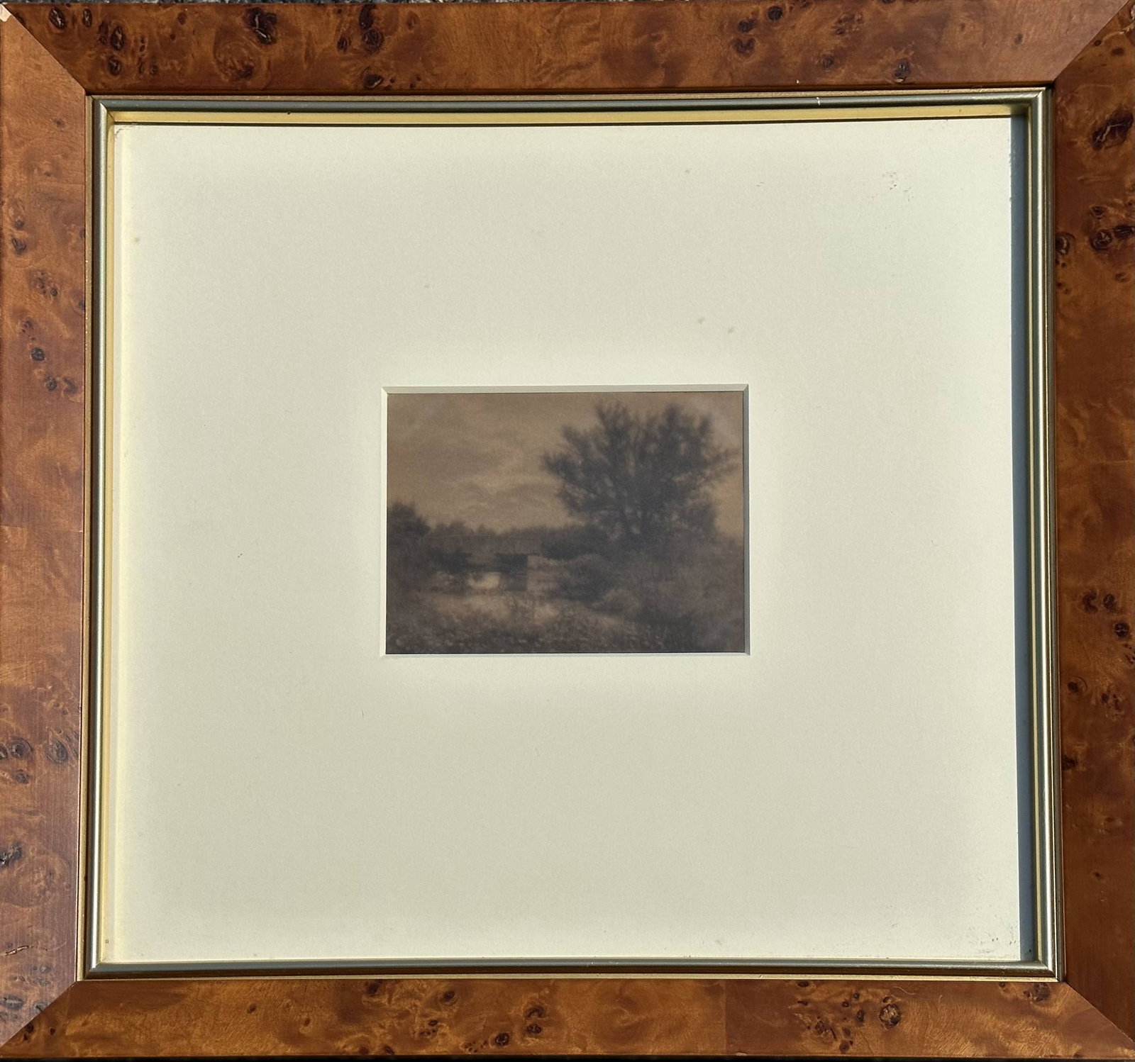 Antique Impressionist Landscape Photograph of Cottage on Pond Sepia Tone Unknown Artist (1 of 6)