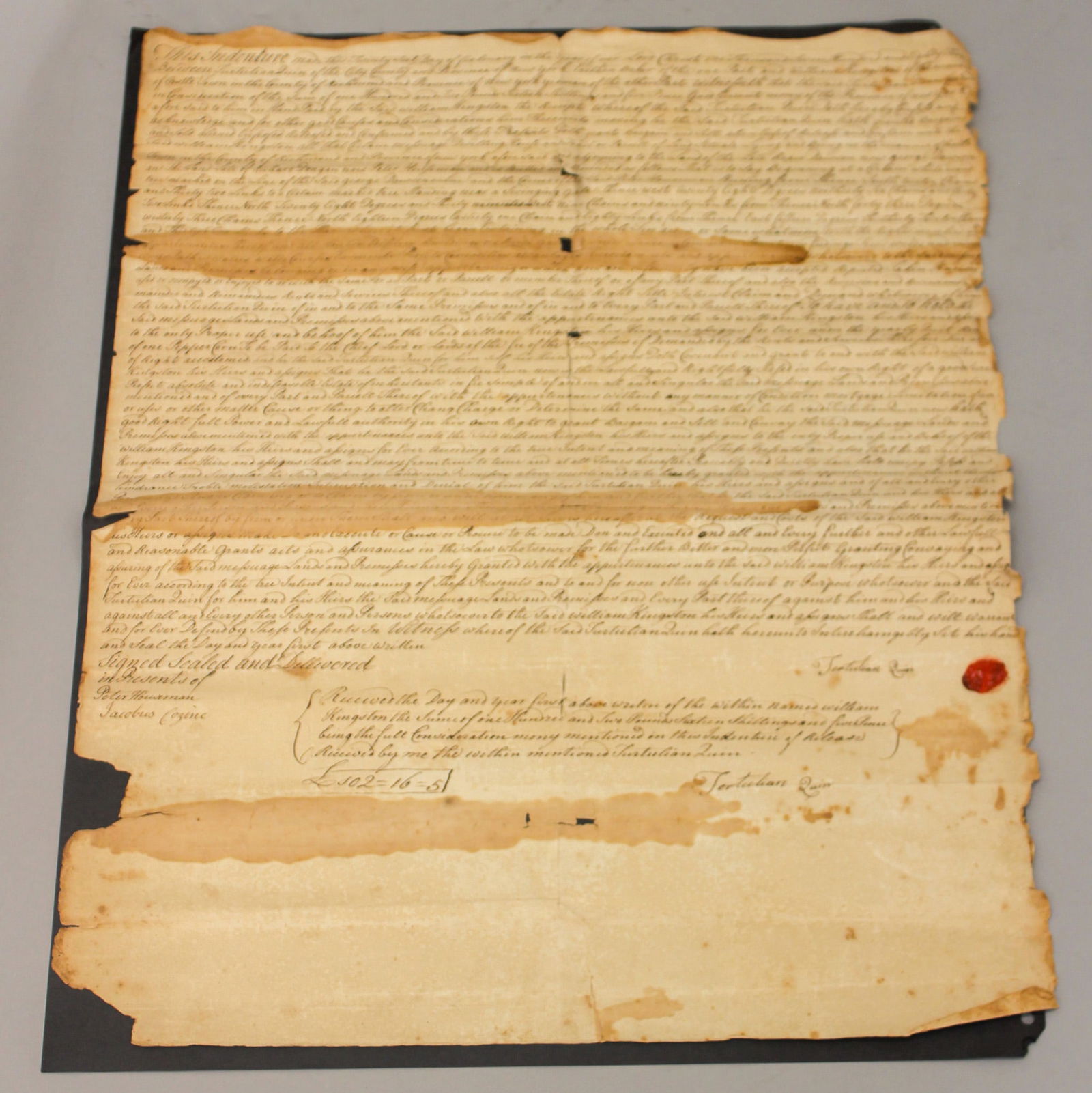 18th C. Land Sale Document for Property in NY Dated 1782 (1 of 8)