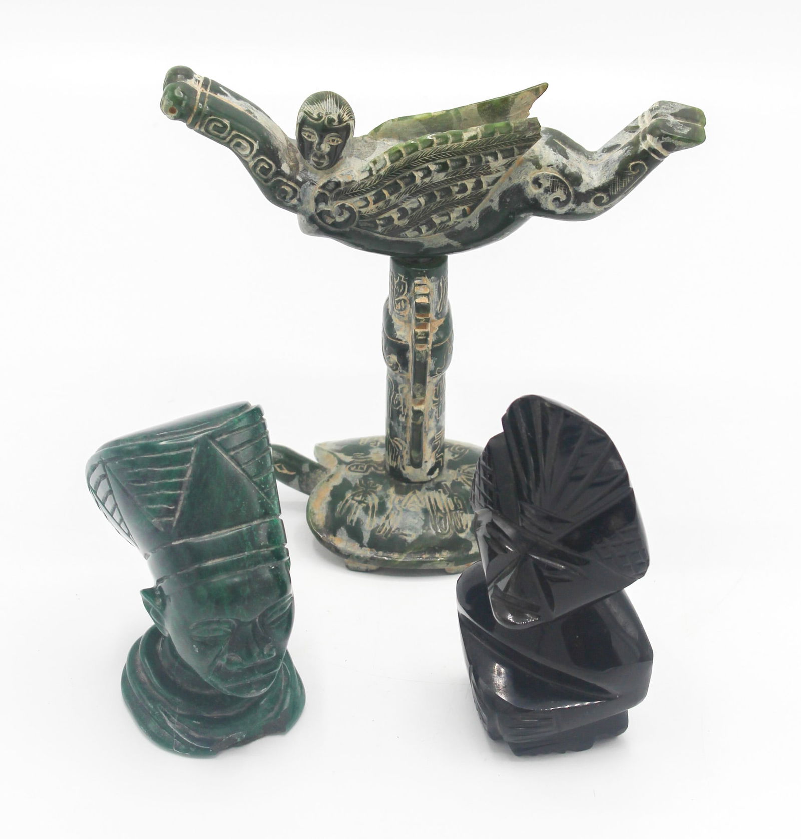 Group of (3) Vintage Stone Hand Carved Figures (1 of 15)